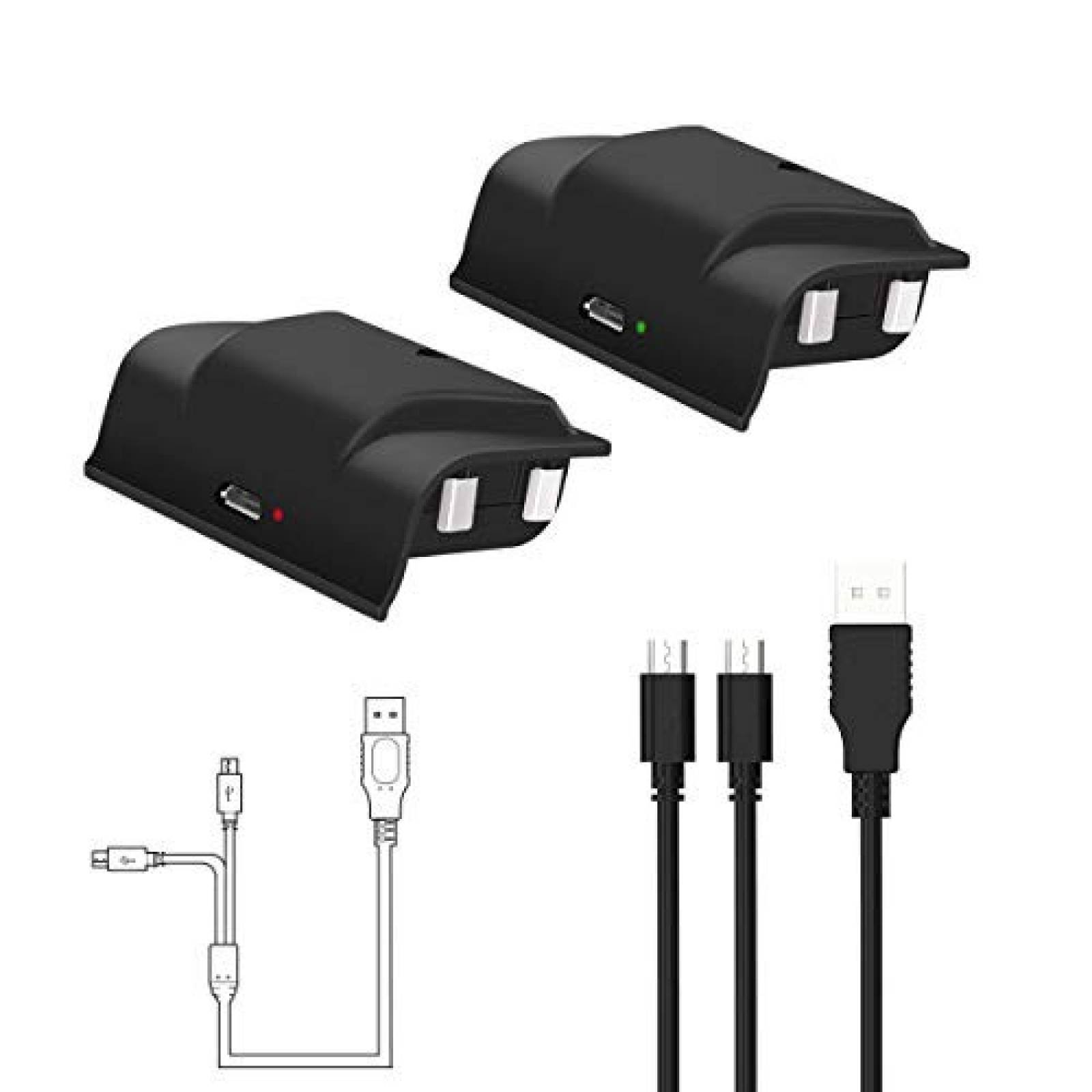 Baterías Y Team p/ Xbox One 2x1200mAH cable micro USB -Negro