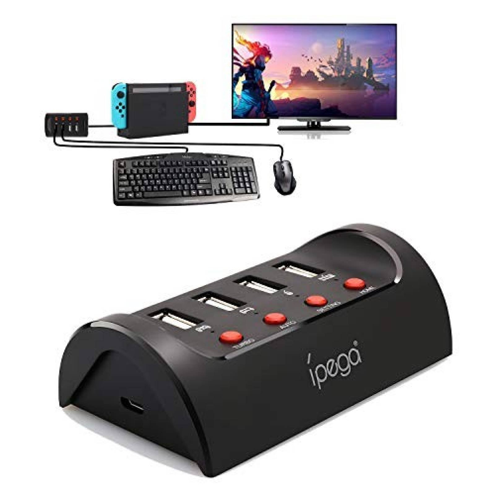 Adaptador USB ECHZOVE de mouse y teclado p/Videojuegos Negro