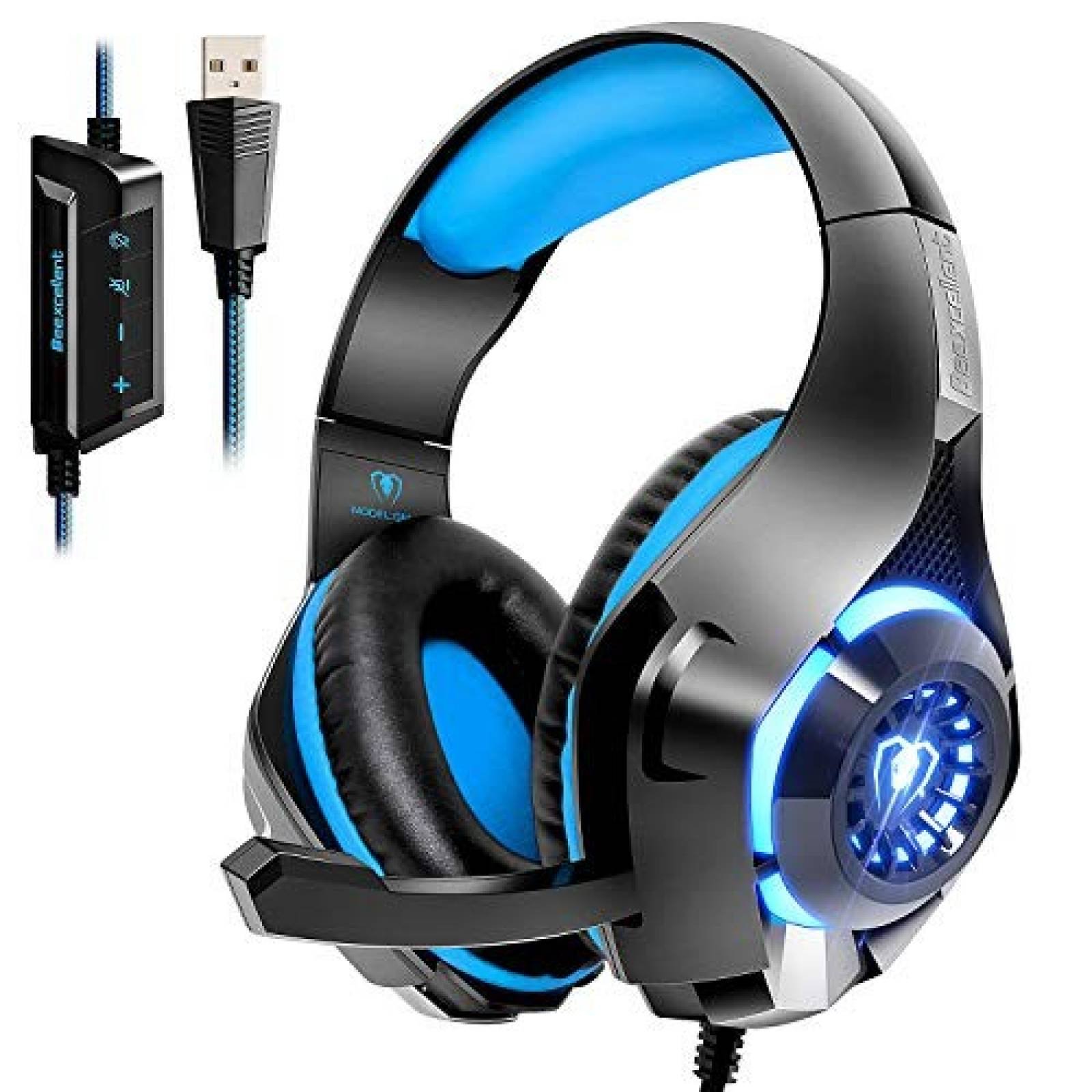 Auriculares gamer Beexcellent 7.1 USB + micrófono -Azul