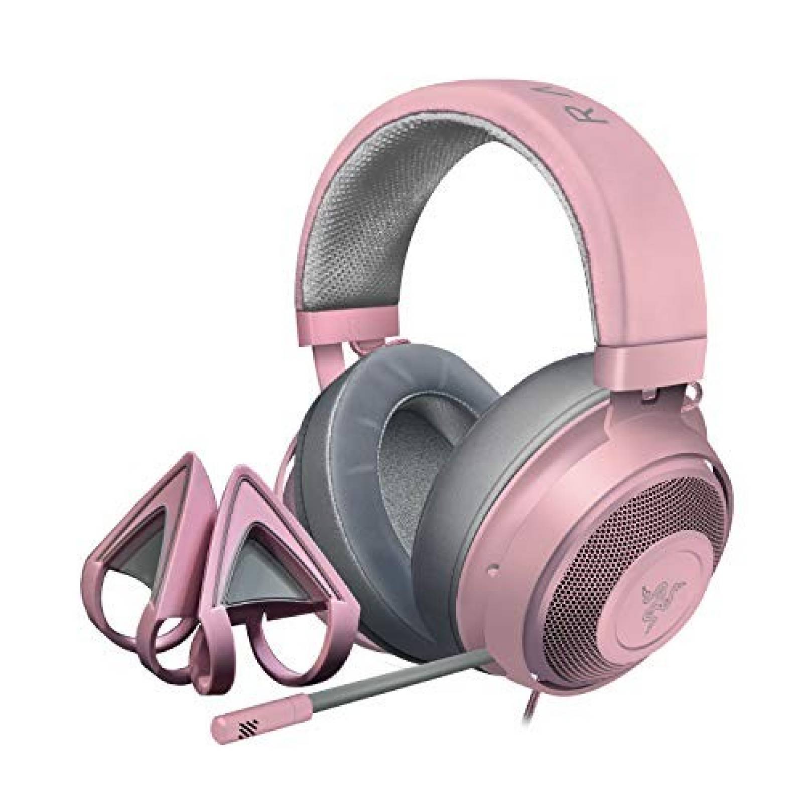 auriculares rosas con microfono