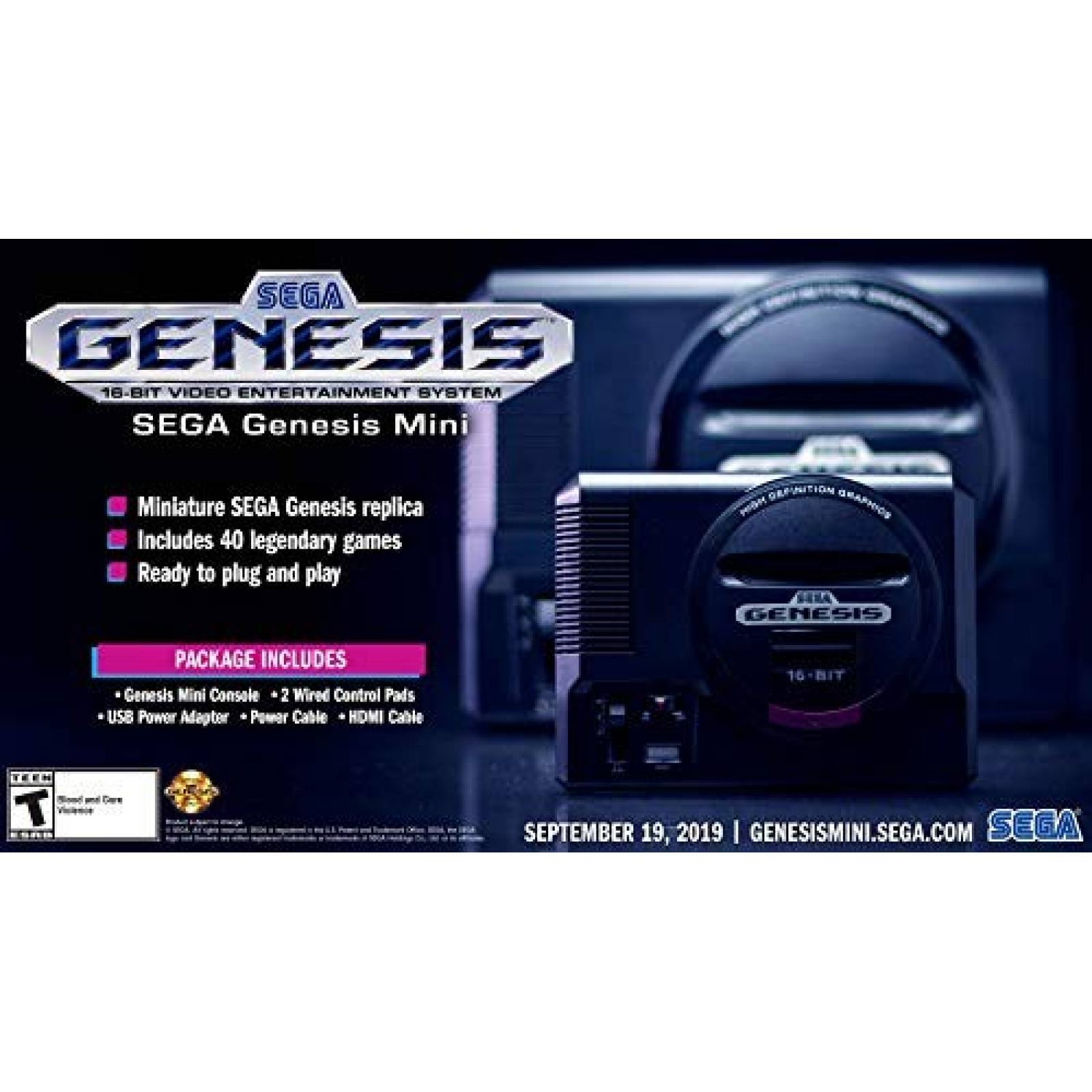 Consola Sega Genesis Mini Plug and Play con 2 Controles