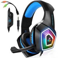 Diadema Gamer Aiboondee Hunterspider Con Cable Luz Led -Azul