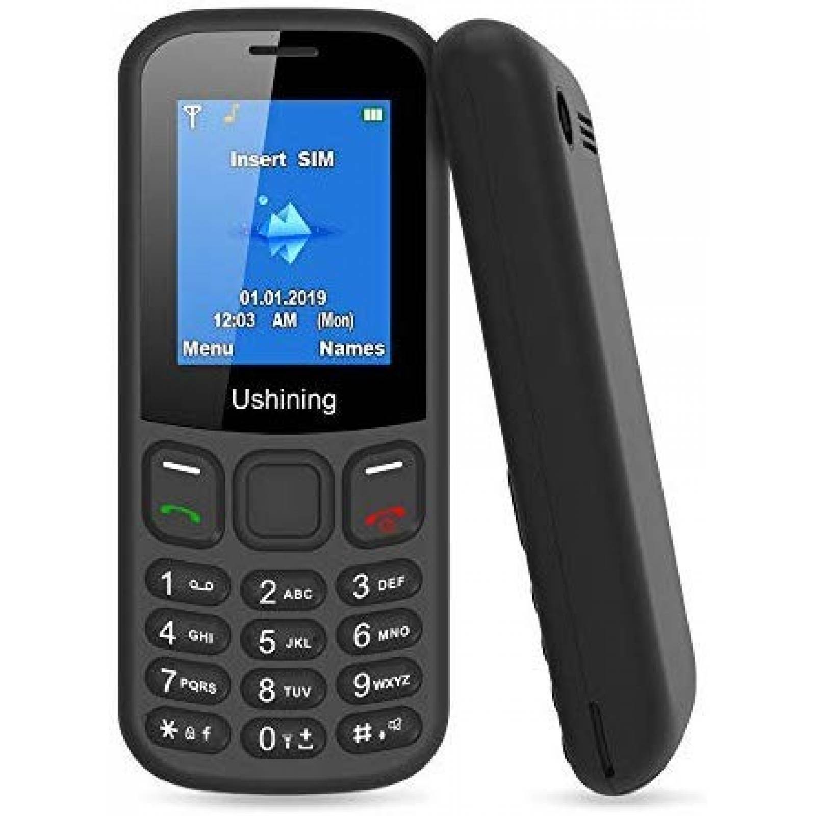 Teléfono Celular USHINING GSM pequeño -Negro