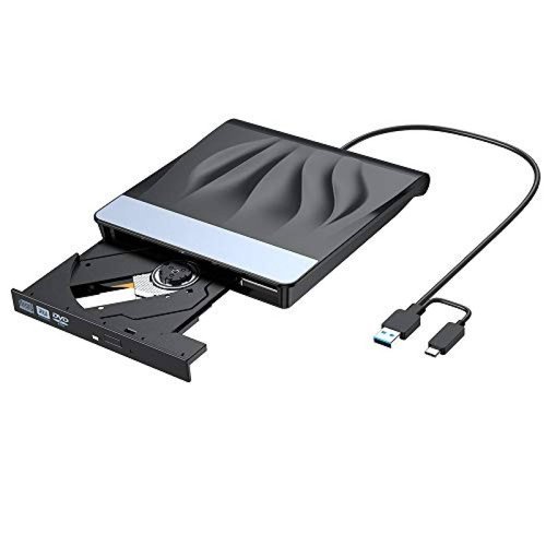 Unidad de CD DVD externa VersionTECH. USB 3.0 Type-C -Negro