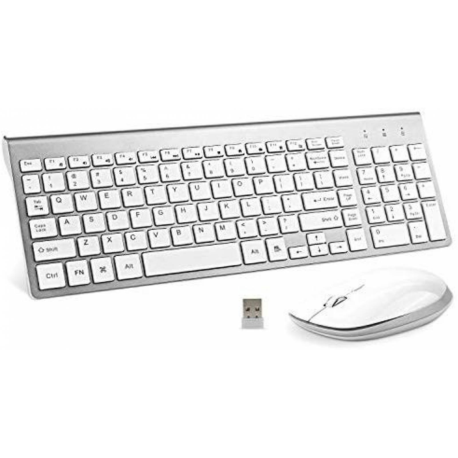 Teclado y Mouse FENIFOX Inalámbrico USB -Silver White