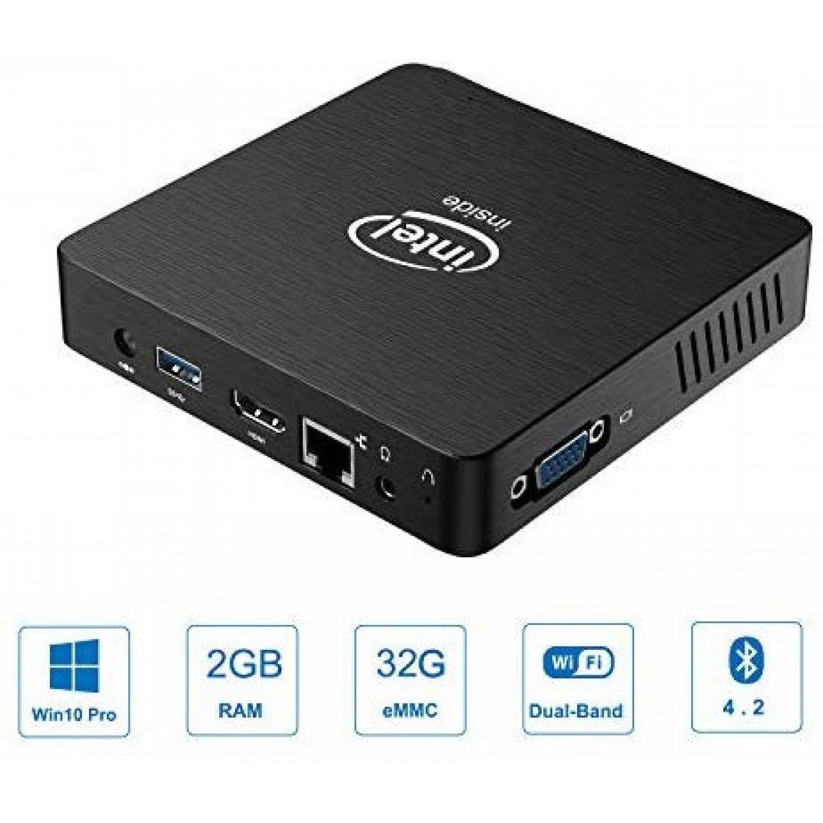Mini PC MINISFORUM 2+32GB Atom Z8350 Win 10 Pro -Negro