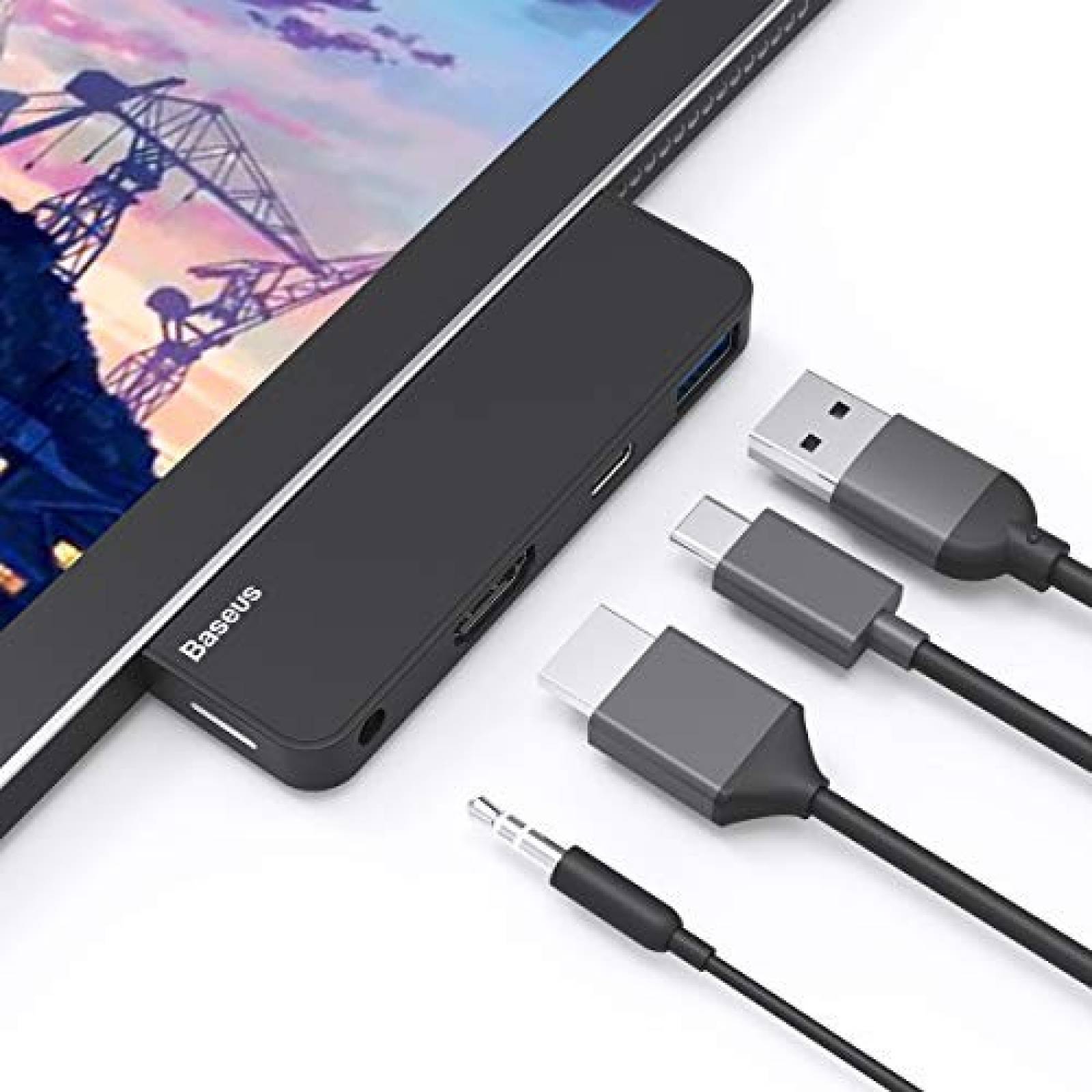 Adaptador Dongle Baseus Surface Go USB- Hub 4 en 1 -Negro 1