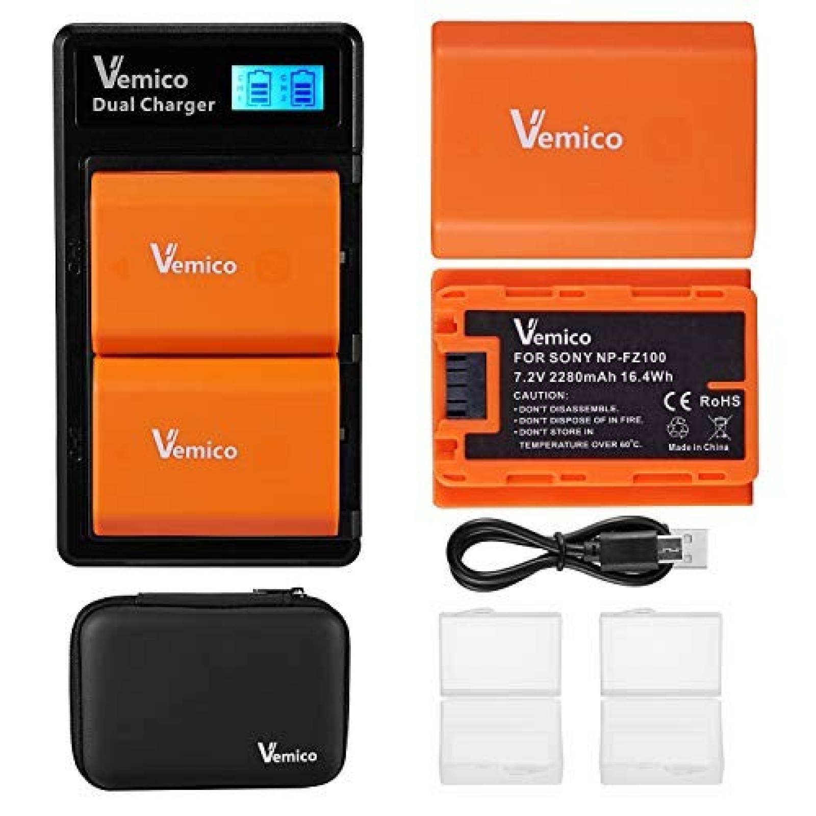 Pack de baterias y cargador Vemico NP-FZ100 p/videocámara