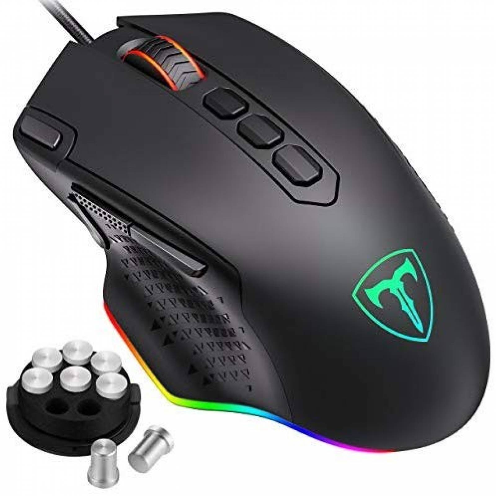 Mouse Gamer PICTEK 10 botones programables Luz RGB -Negro