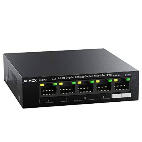 Switch de red Aumox SG105POE 5 puertos Ethernet 58W -Negro
