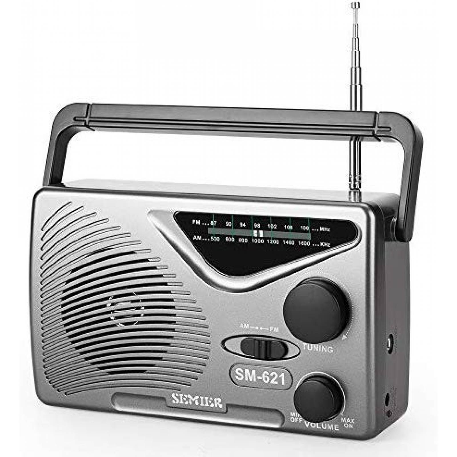 Radio portatil SEMIER AM/FM funciona con baterías -Gris