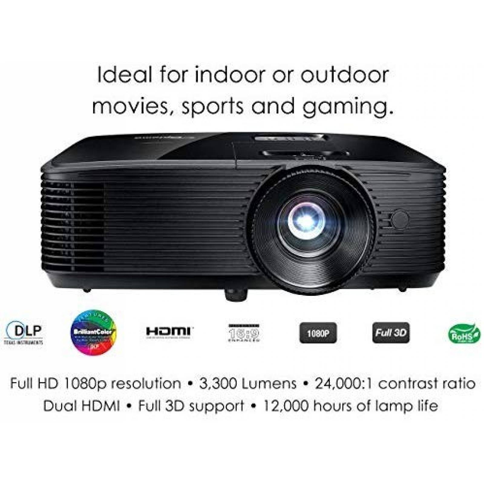 Videoproyector Optoma HD143X 2019 3300lm DLP Chip -Negro