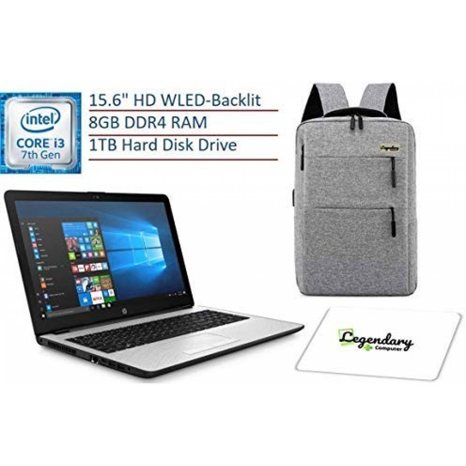 Pack laptop HP 2019 15.6" 8GB RAM 1TB HDD+ mochila y mouse