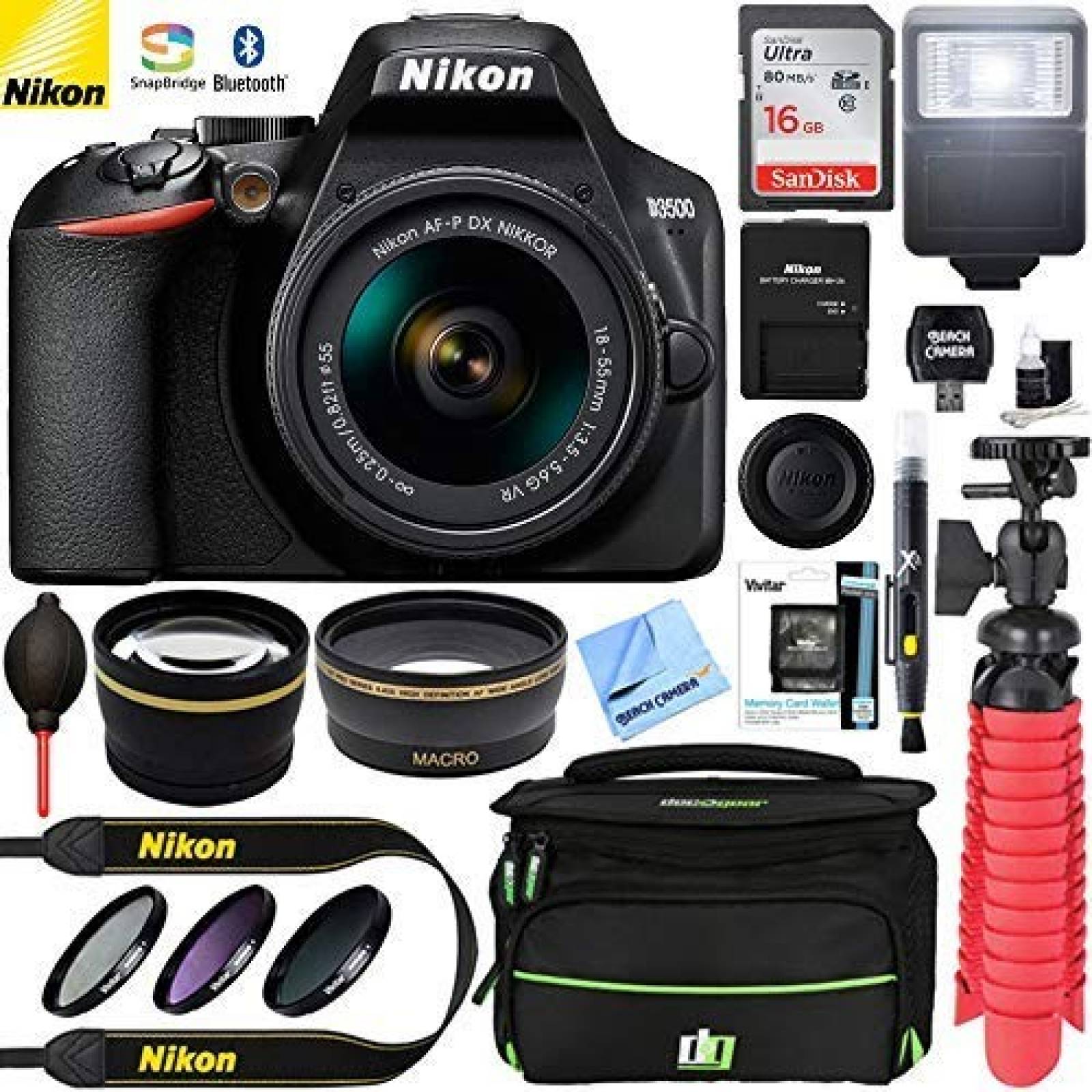 Cámara Nikon D3500 DSLR 24.2MP y Kit de Accesorios