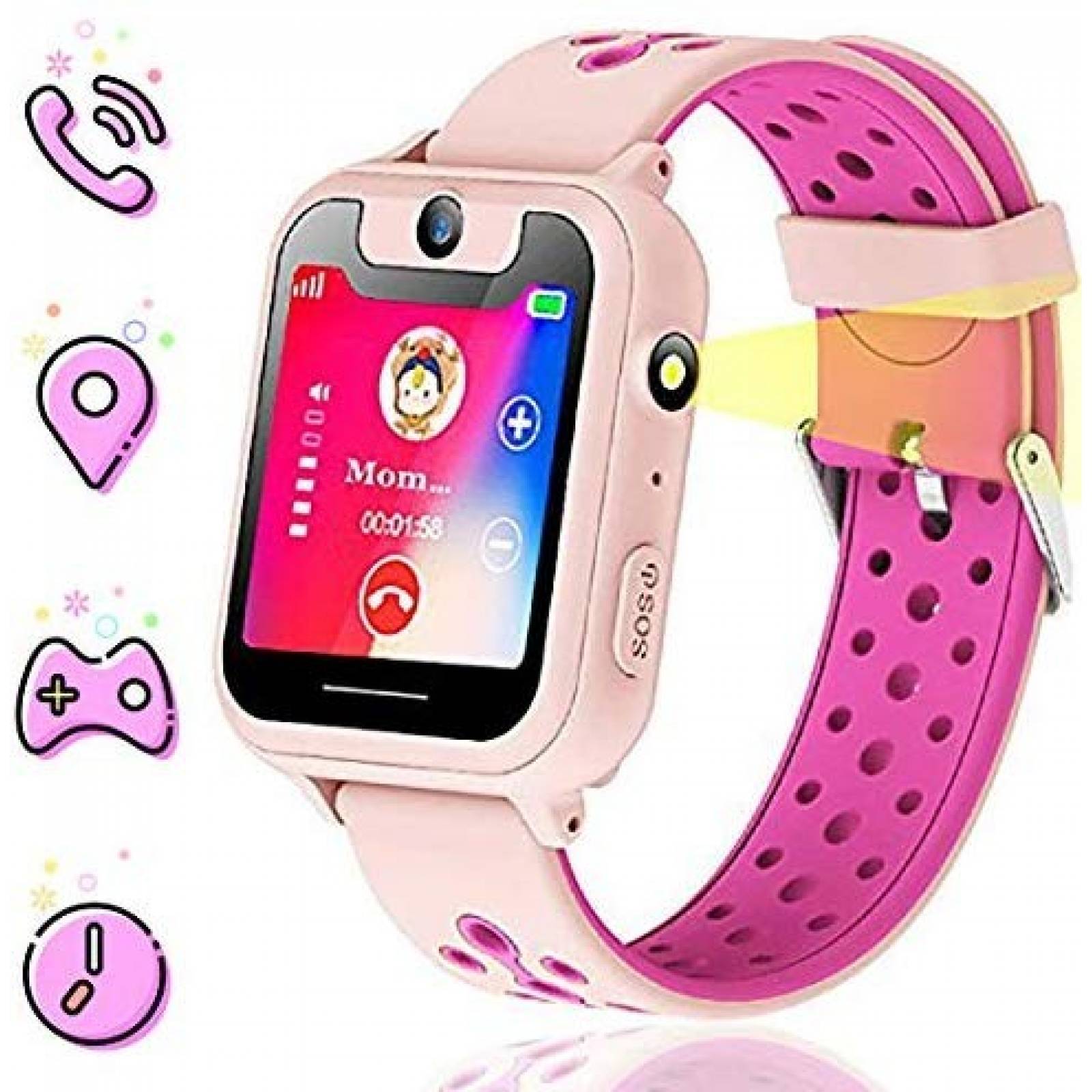 Smartwatch Themoemoe botón SOS para niños 4-12 años -Rosa