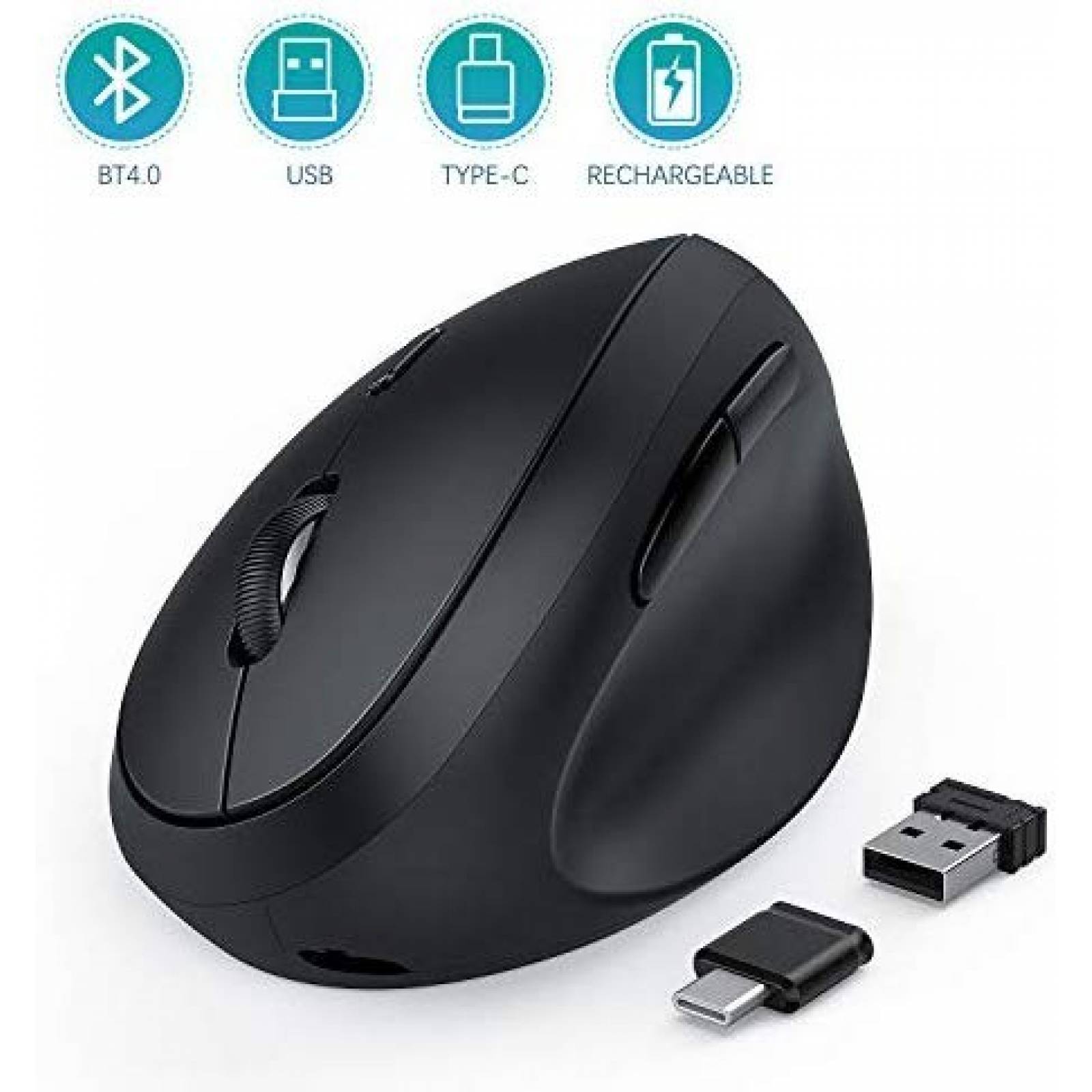 Mouse Vertical Jelly Comb MV09D ergonómico USB Negro