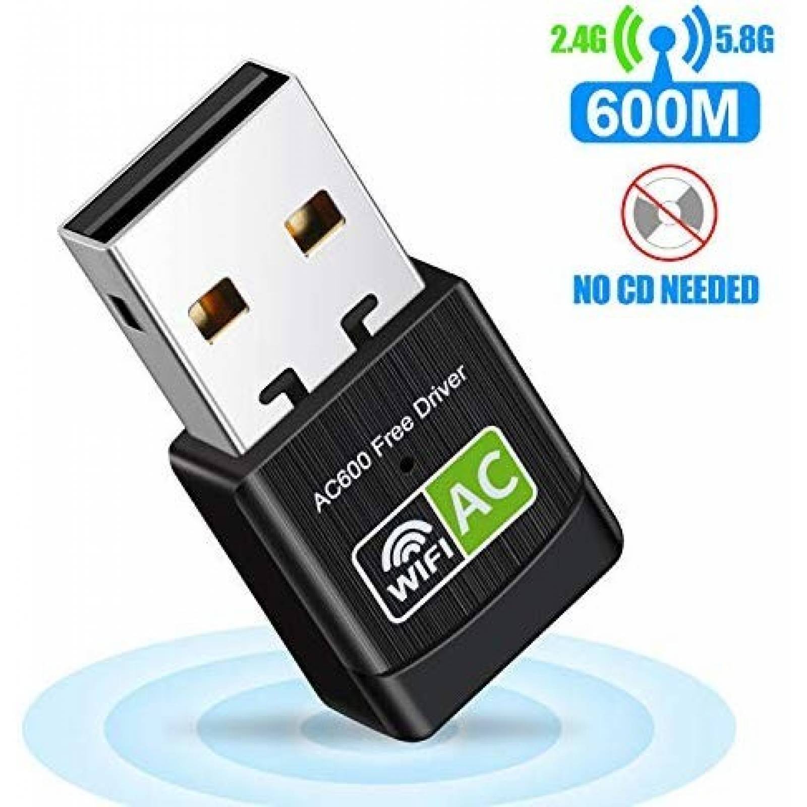 Adaptador de Red Asenlin USB Wifi AC500Mbps -Negro