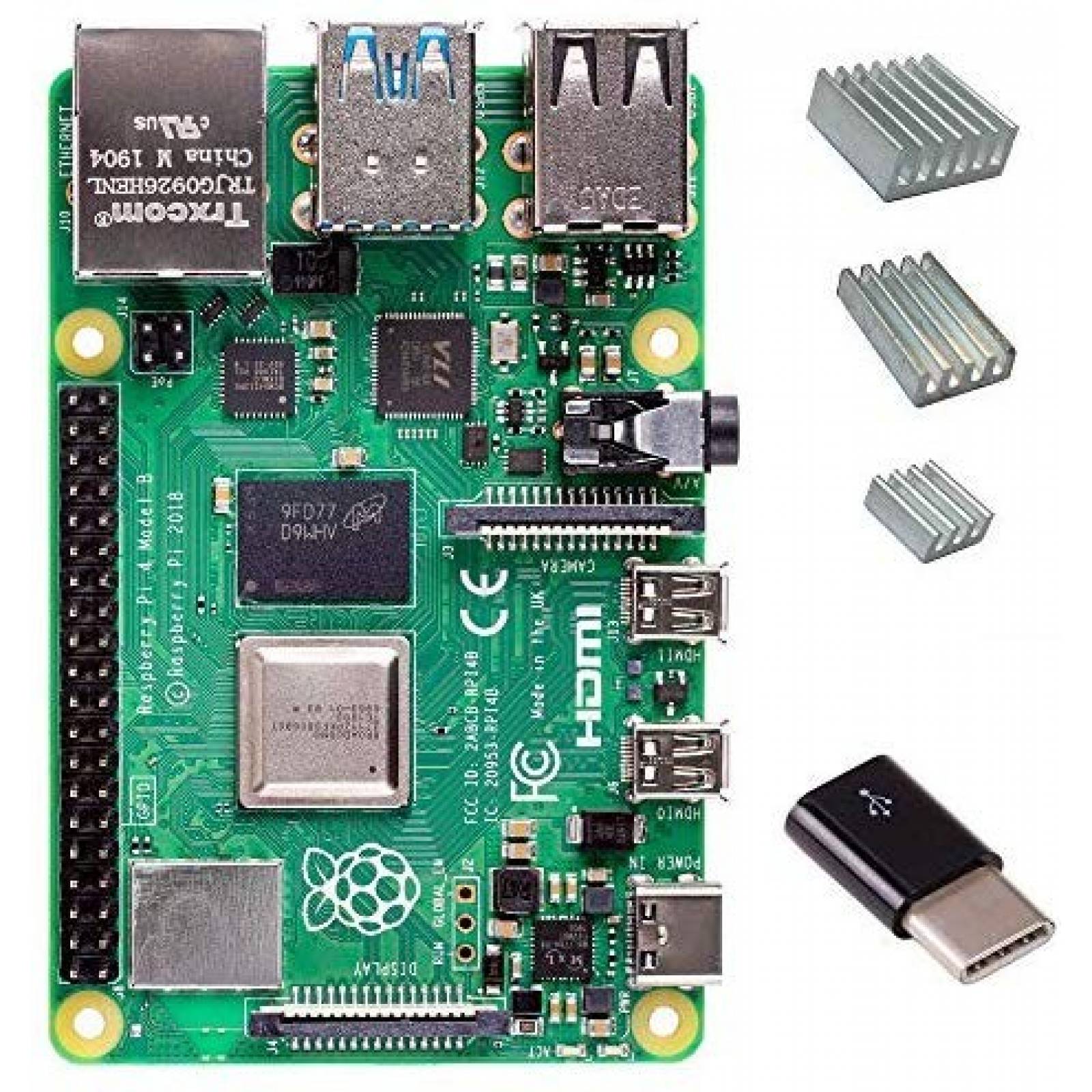 Raspberry Pi 4 CanaKit 4GB Convertidor Micro USB a USB-C