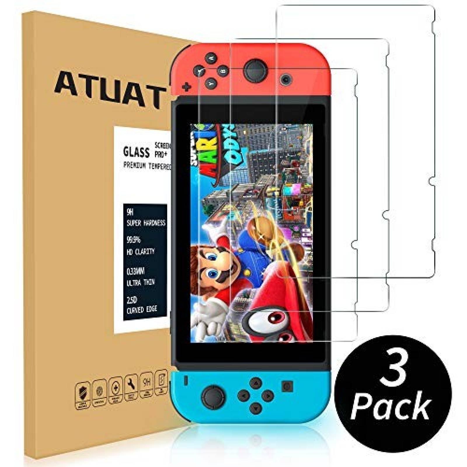 Pack de protectores de pantalla ATUAT p/Nintendo Switch