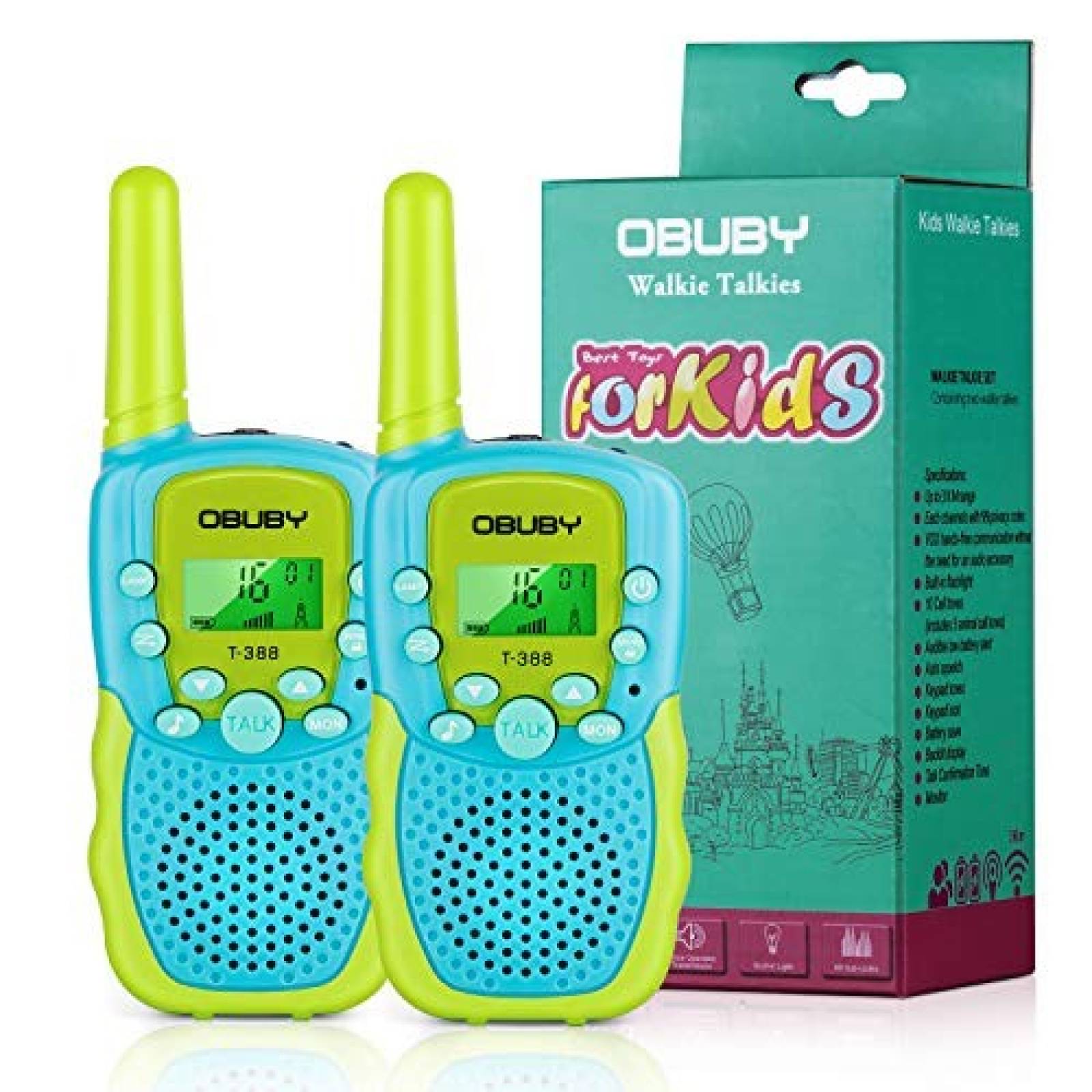 Par de Radios Obuby p/ Niños 3-12 Años 3 Millas -Azul/Verde