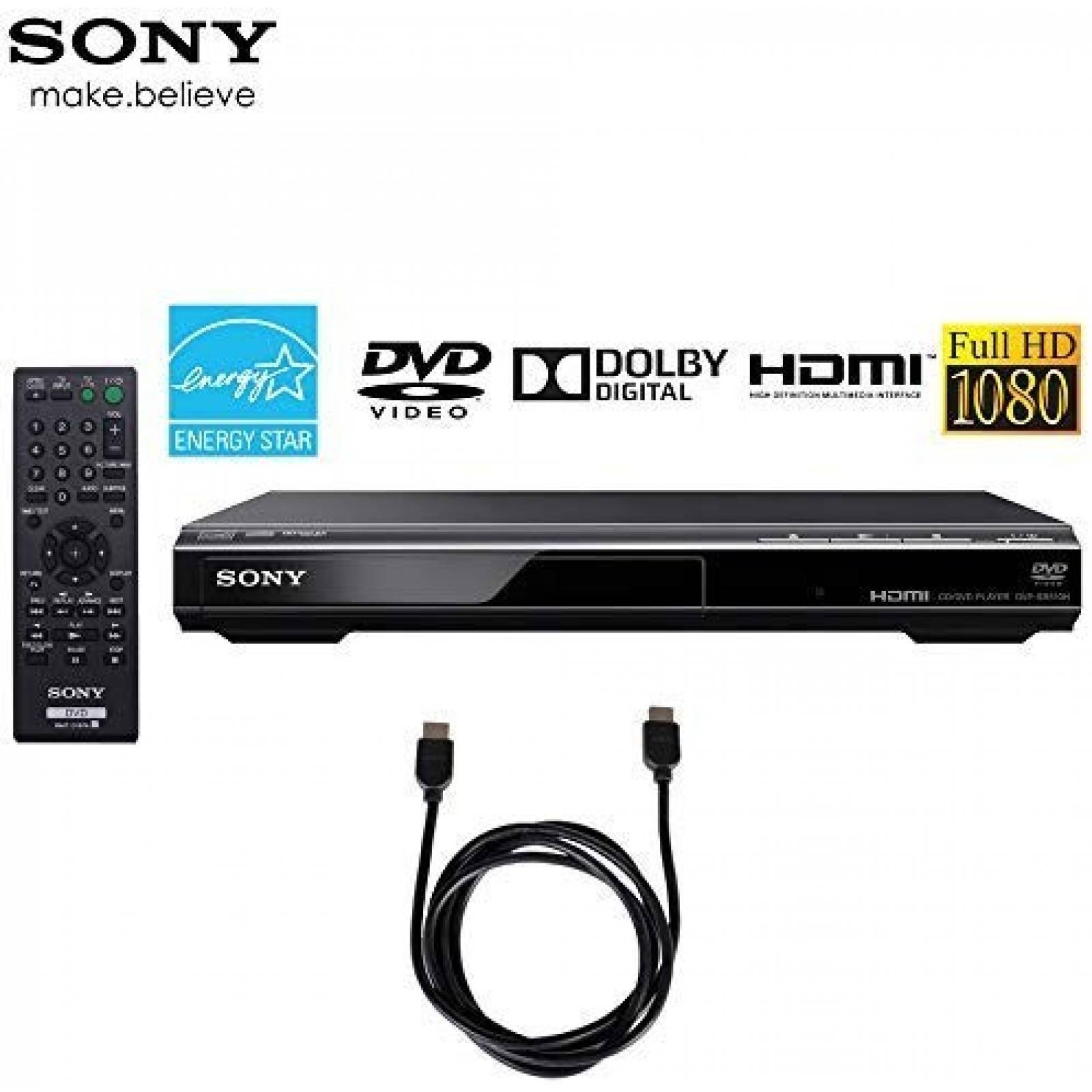 Reproductor de DVD Sony DVPSR510H con cable HDMI y control