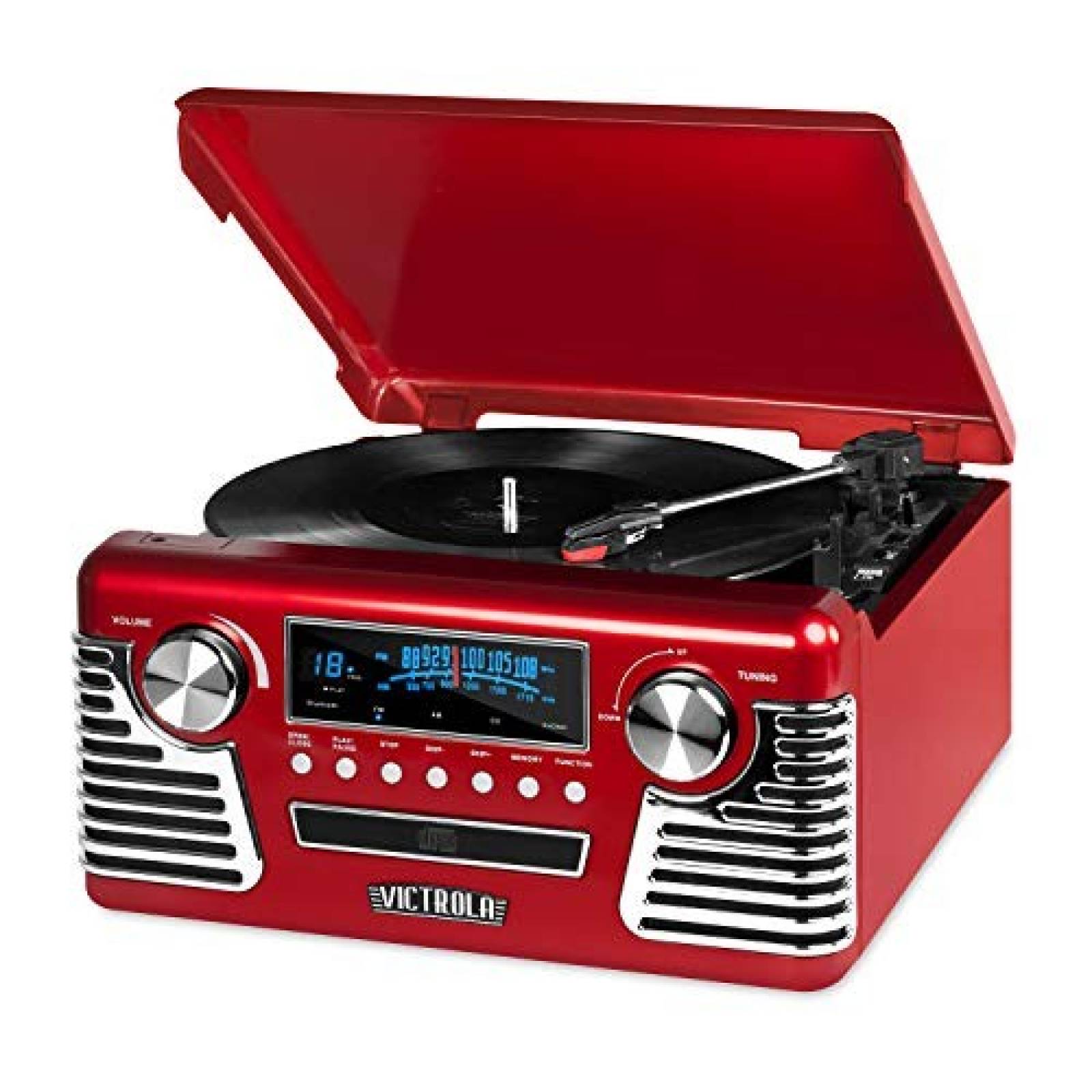 Tocadiscos de Vinilo Victrola 3 velocidades con radio -Rojo