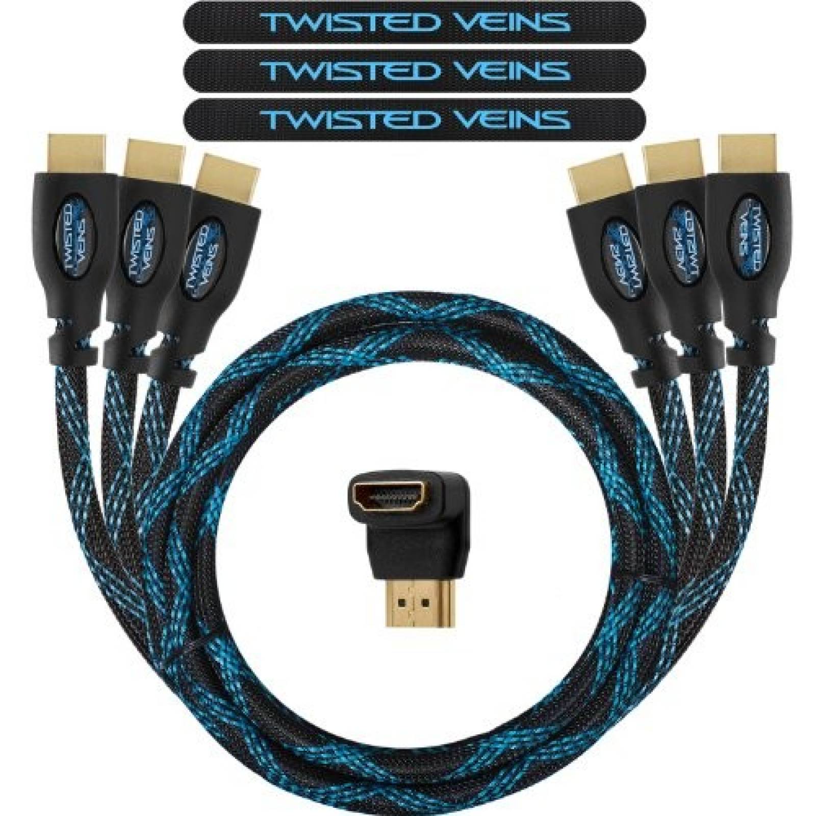 Cable HDMI Twisted Veins alta velocidad 1.4 6 ft 3 Piezas