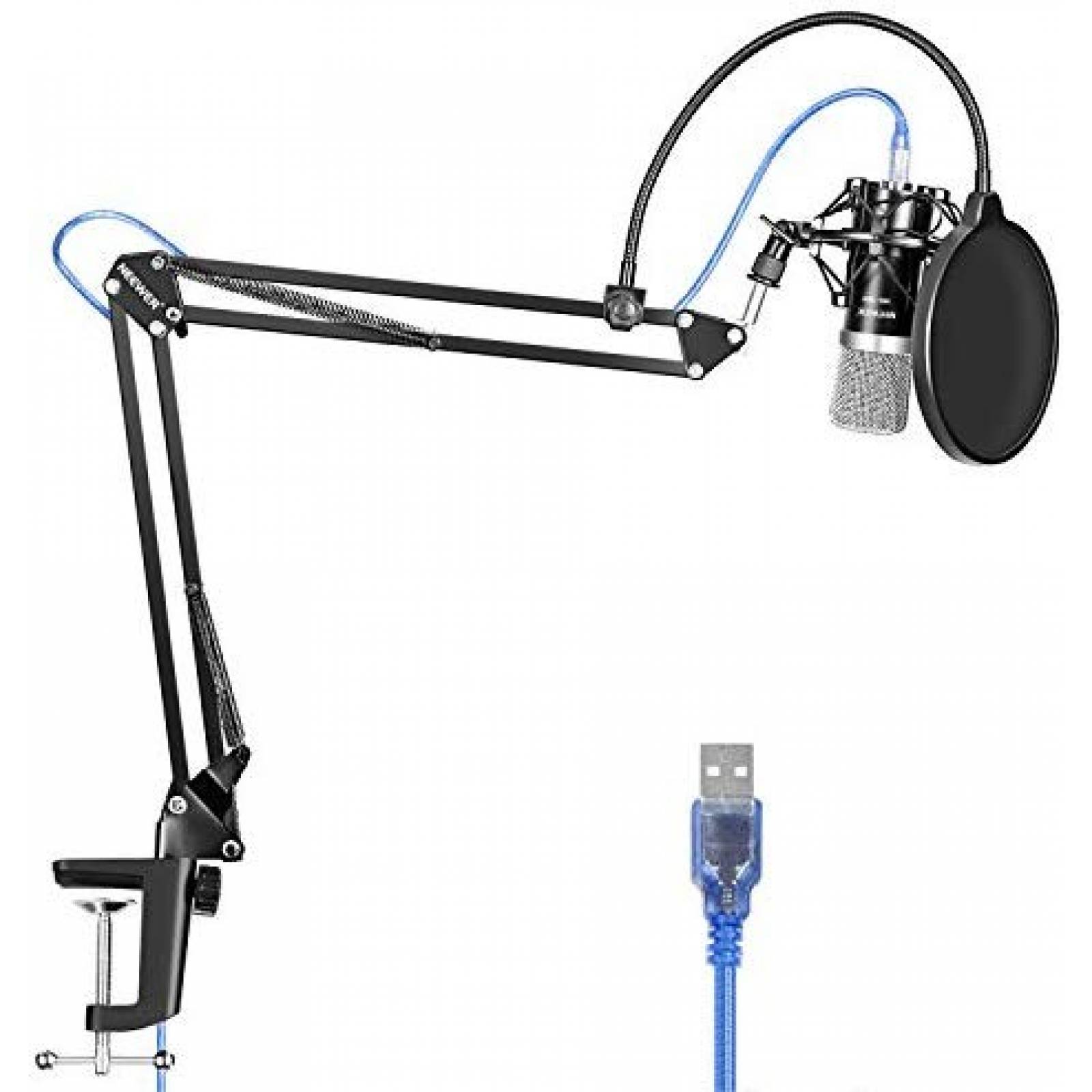 Kit de Micrófono USB Neewer + soporte de brazo -negro