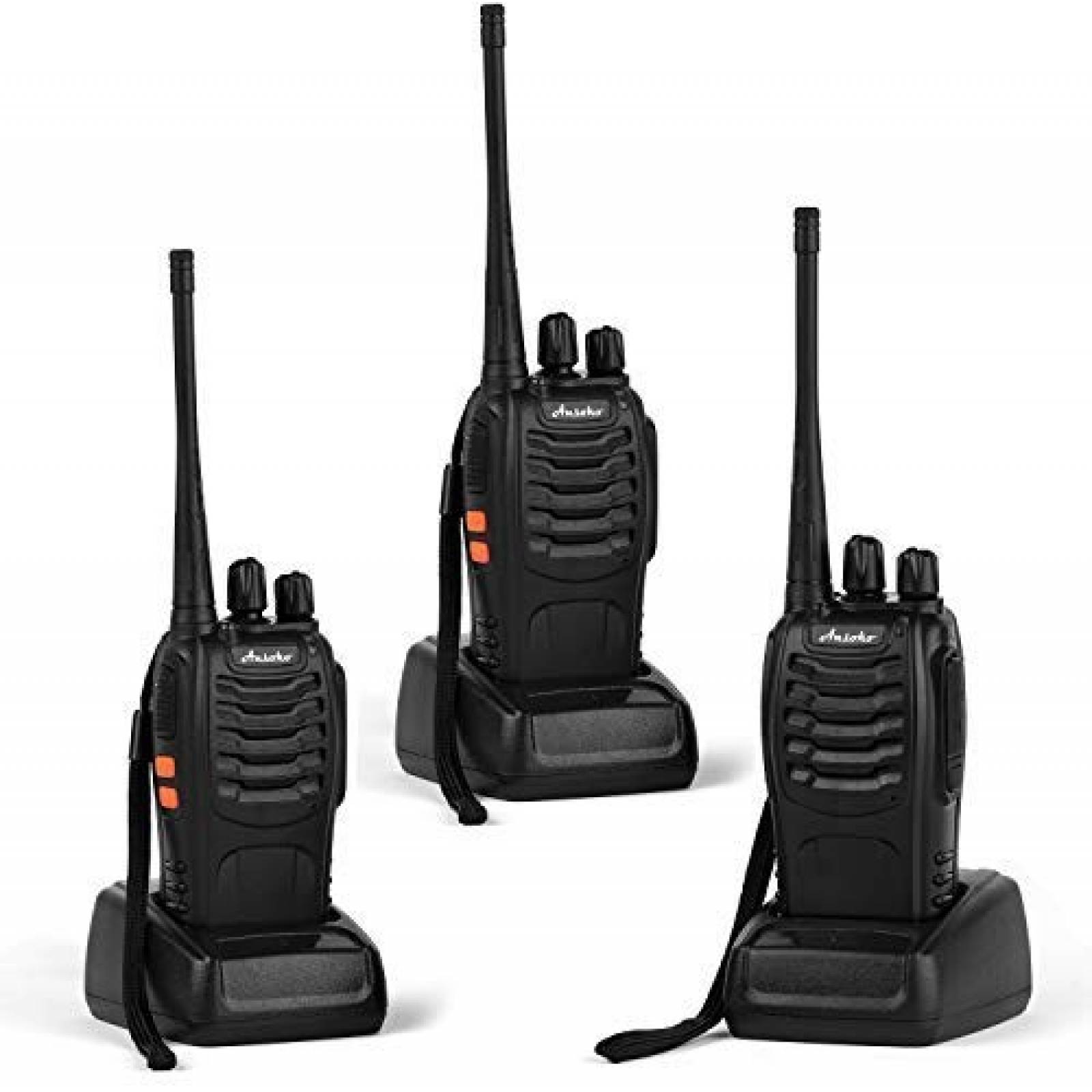 Walkie Talkies Ansoko recargable bidireccional paquete de 3
