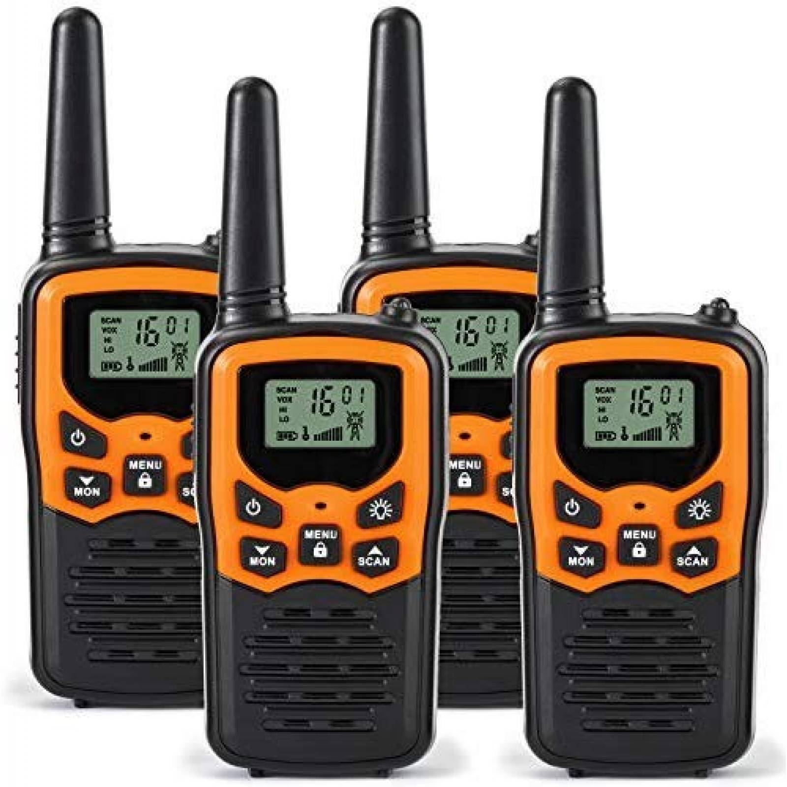 Walkie Talkies Rivins RV-8 4 radios bidireccionales -naranja