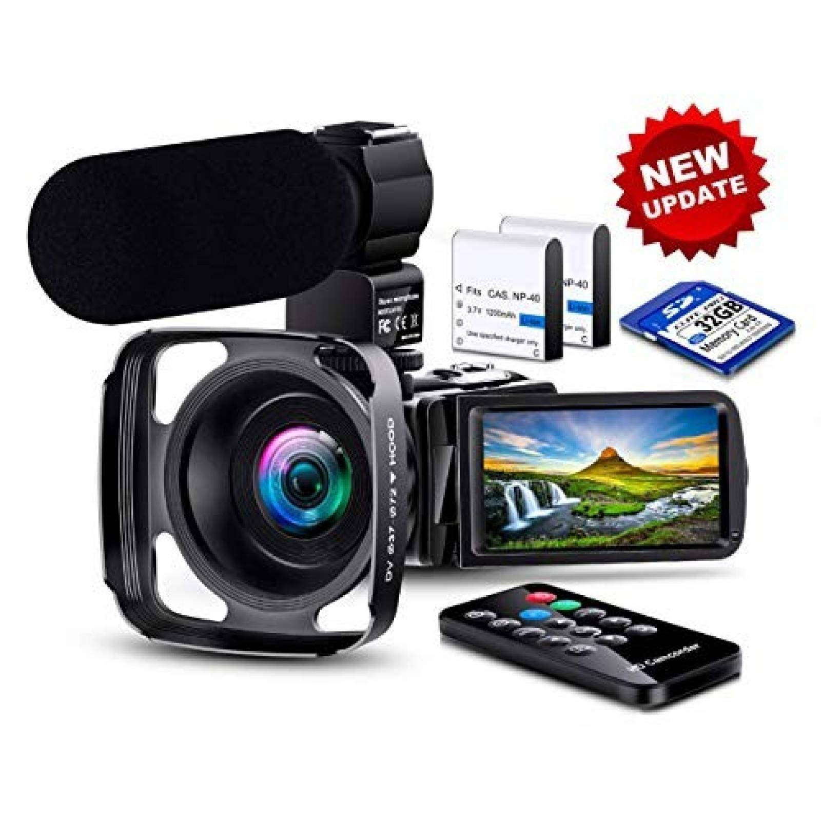 Videocámara LVQUONE Vlogging Ultra HD 1080P 36M -Negro