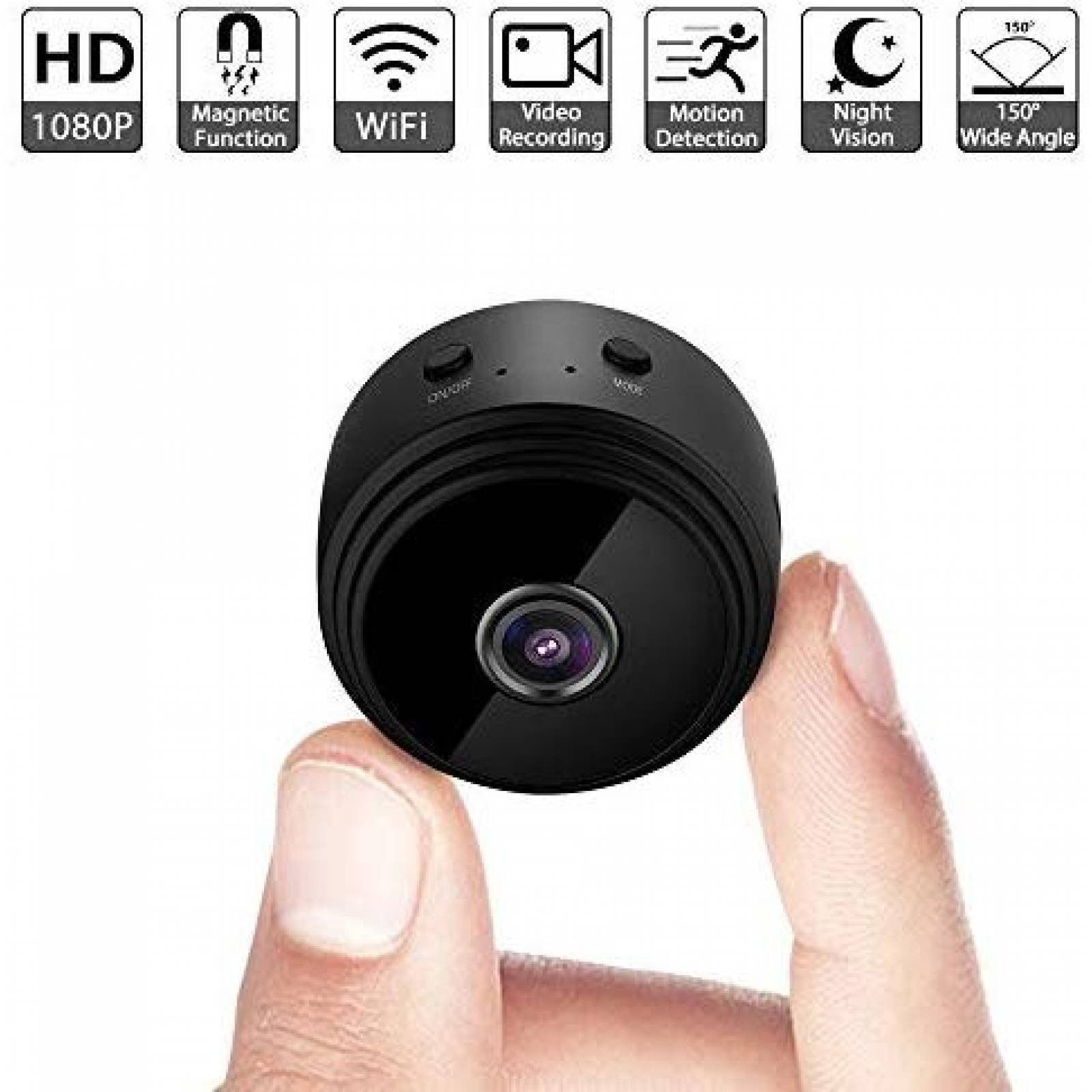 Mini cámara espía Alihomy WiFi 1080P visión nocturna -Negro