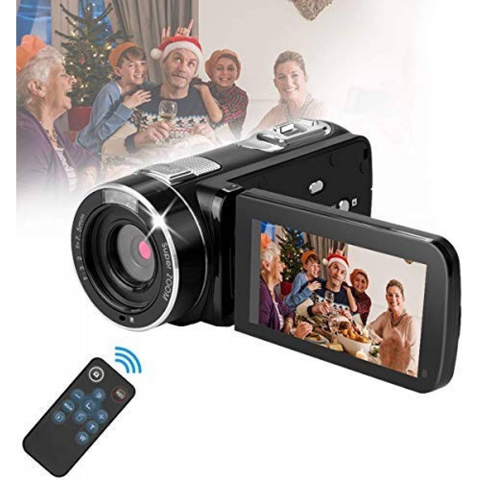 Videocámara Suntak Camcorder FHD 1080P control remoto -Negro