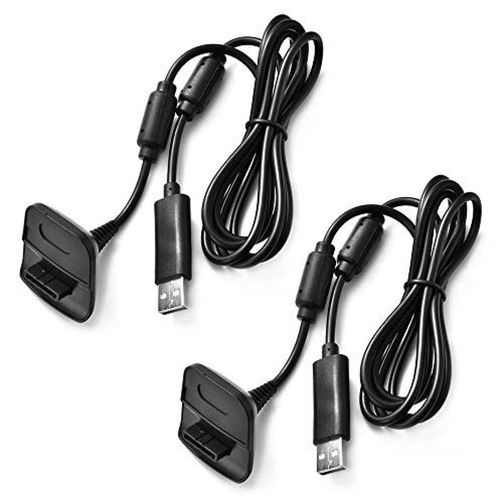 Cargador Csylx para Xbox 360 USB 5.9ft 2 Pack -Negro