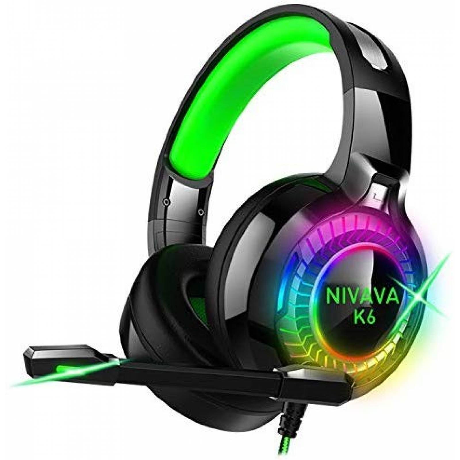 Audífonos Gamer NIVAVA K6 Luz LED Sonido Envolvente -Verde