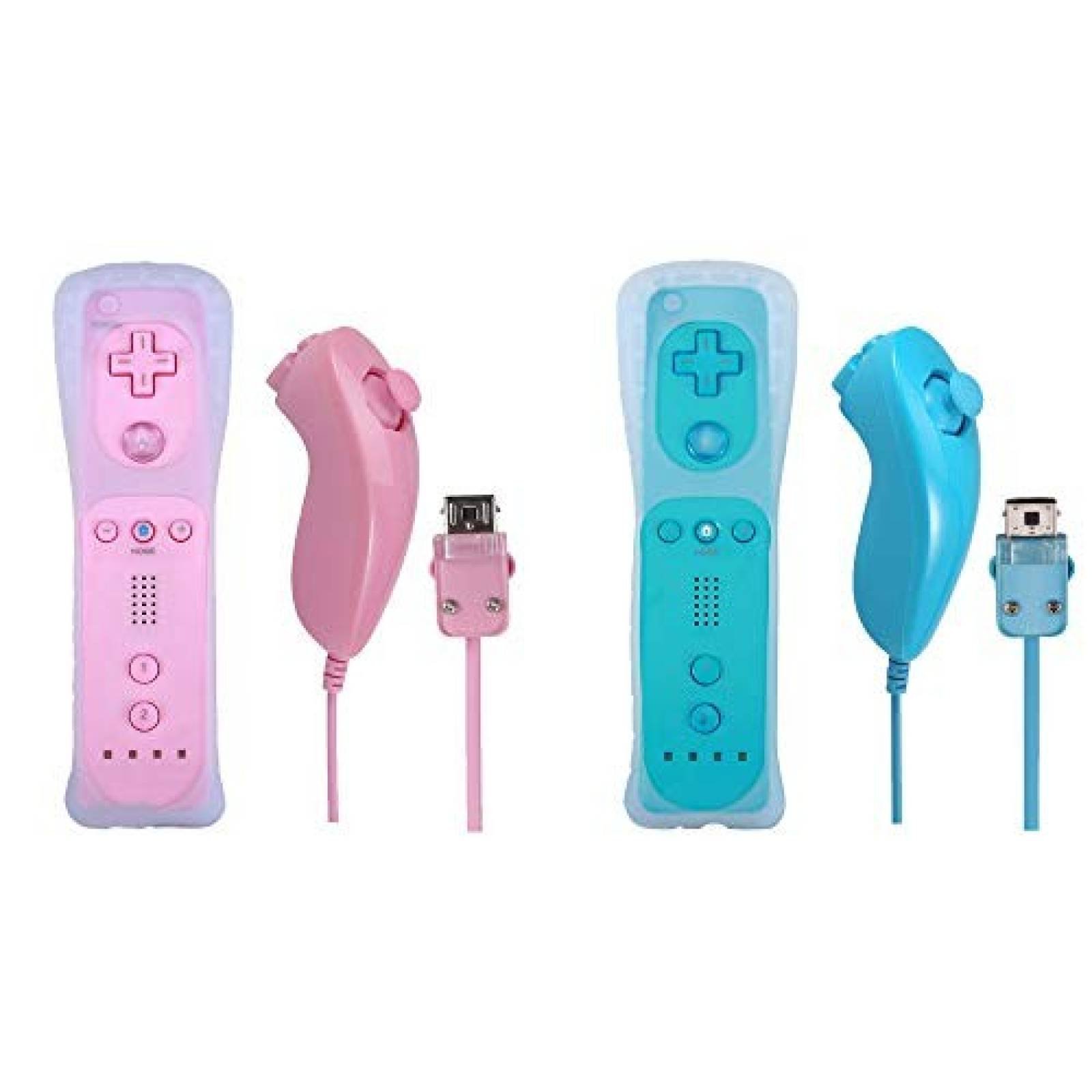 Controles para Wii Poglen con Nunchuck + silicona -azul/rosa