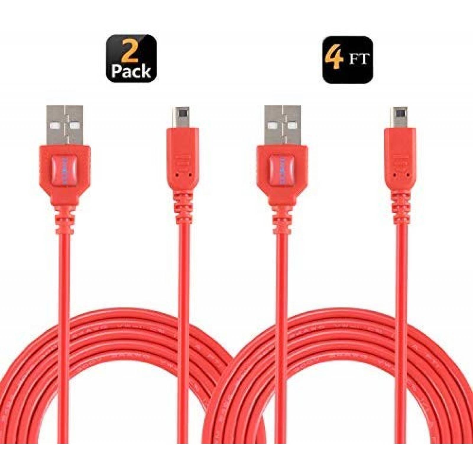 Cable cargador adaptador 3DS EXLENE 2 piezas USB -rojo