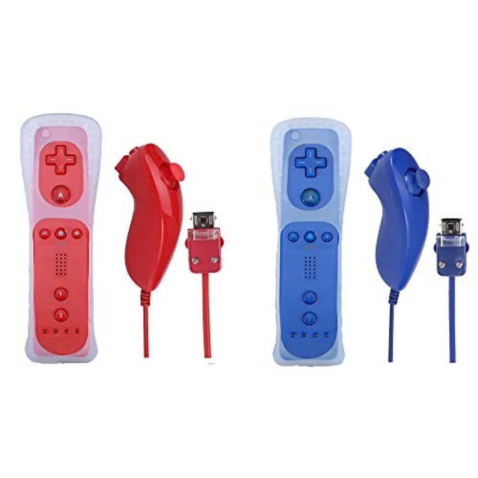 2 Pack Control Poglen y nunchuck para Nintendo Wii Rojo/Azul