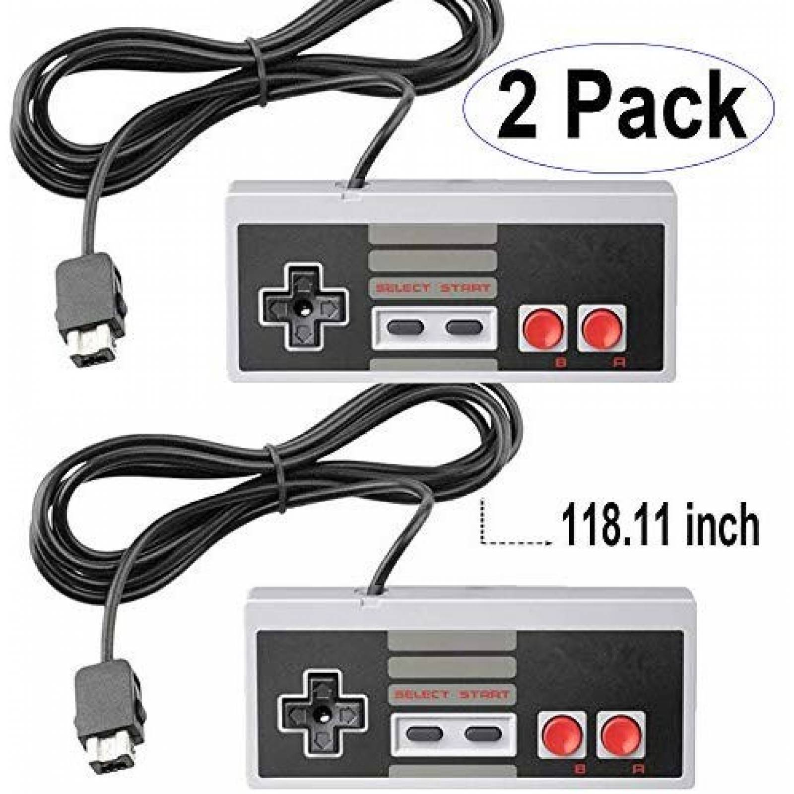 Paquete de controles LIFTREN para NES 2pcs cable 10ft.