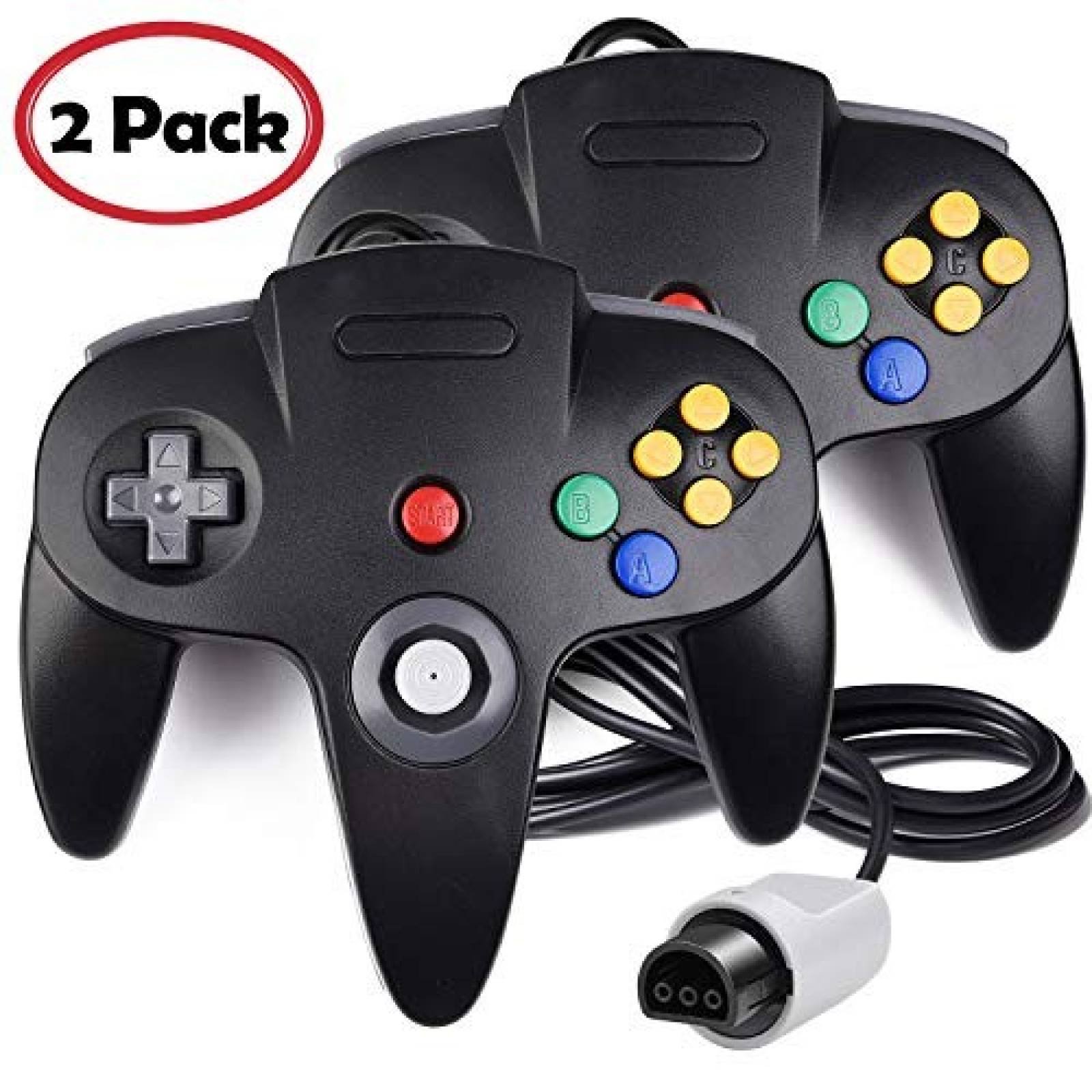 Paquete de 2 controles iNNEXT para Nintendo 64 -Negro