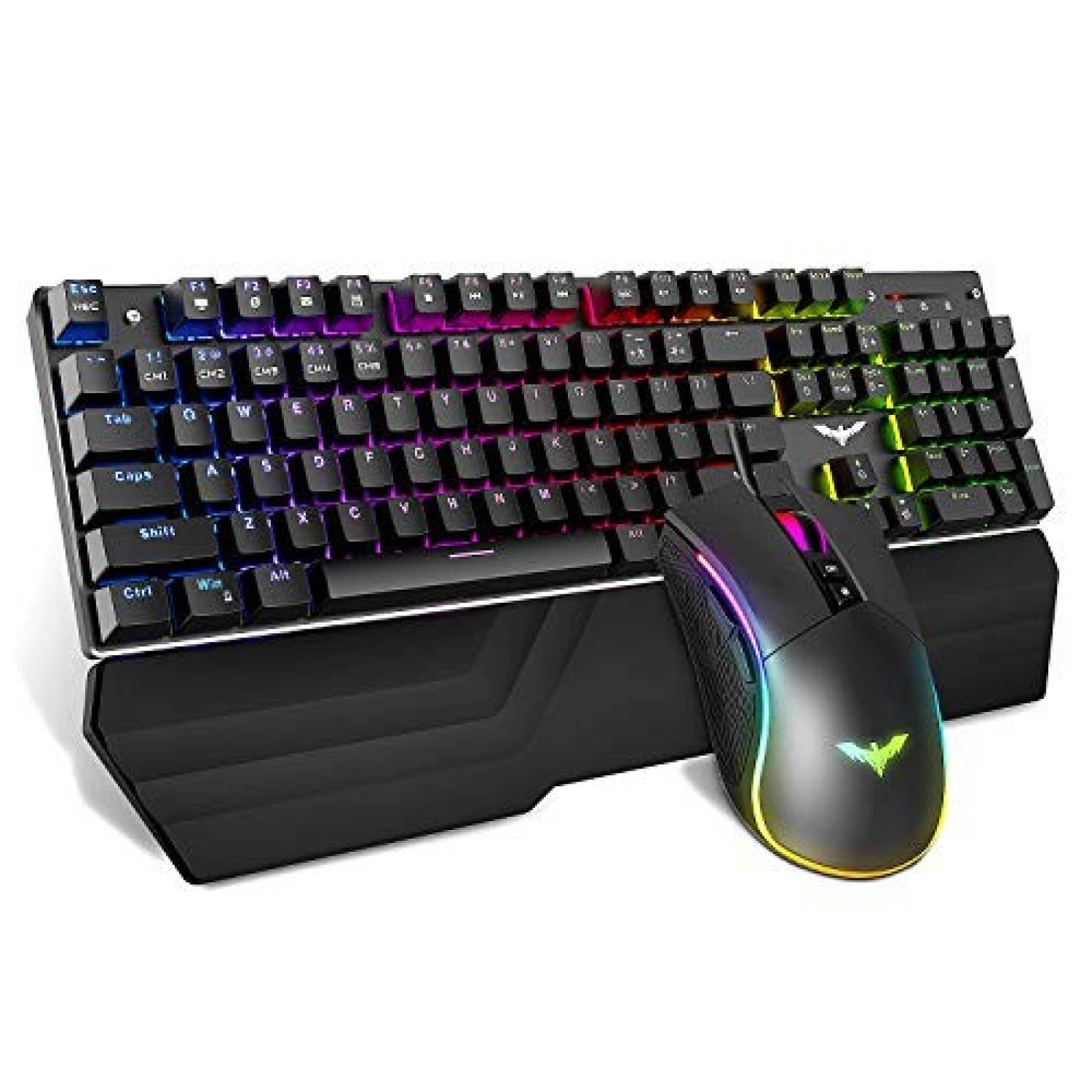 Teclado y Mouse Havit Gamer Mecánico Luz RGB -Negro