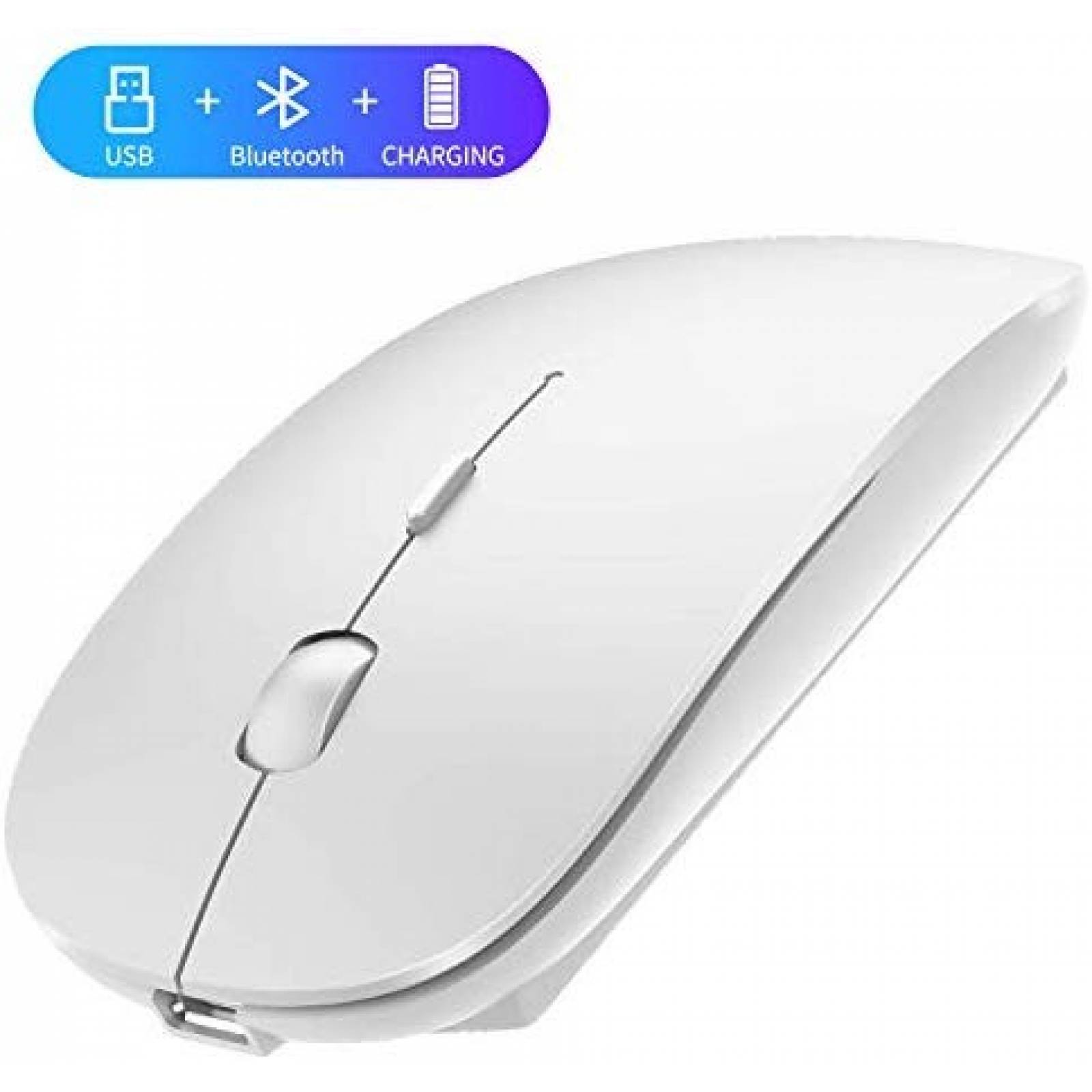 Mouse QIJIAYI Bluetooth 4.0 2.4G Portátil Recargable -Blanco