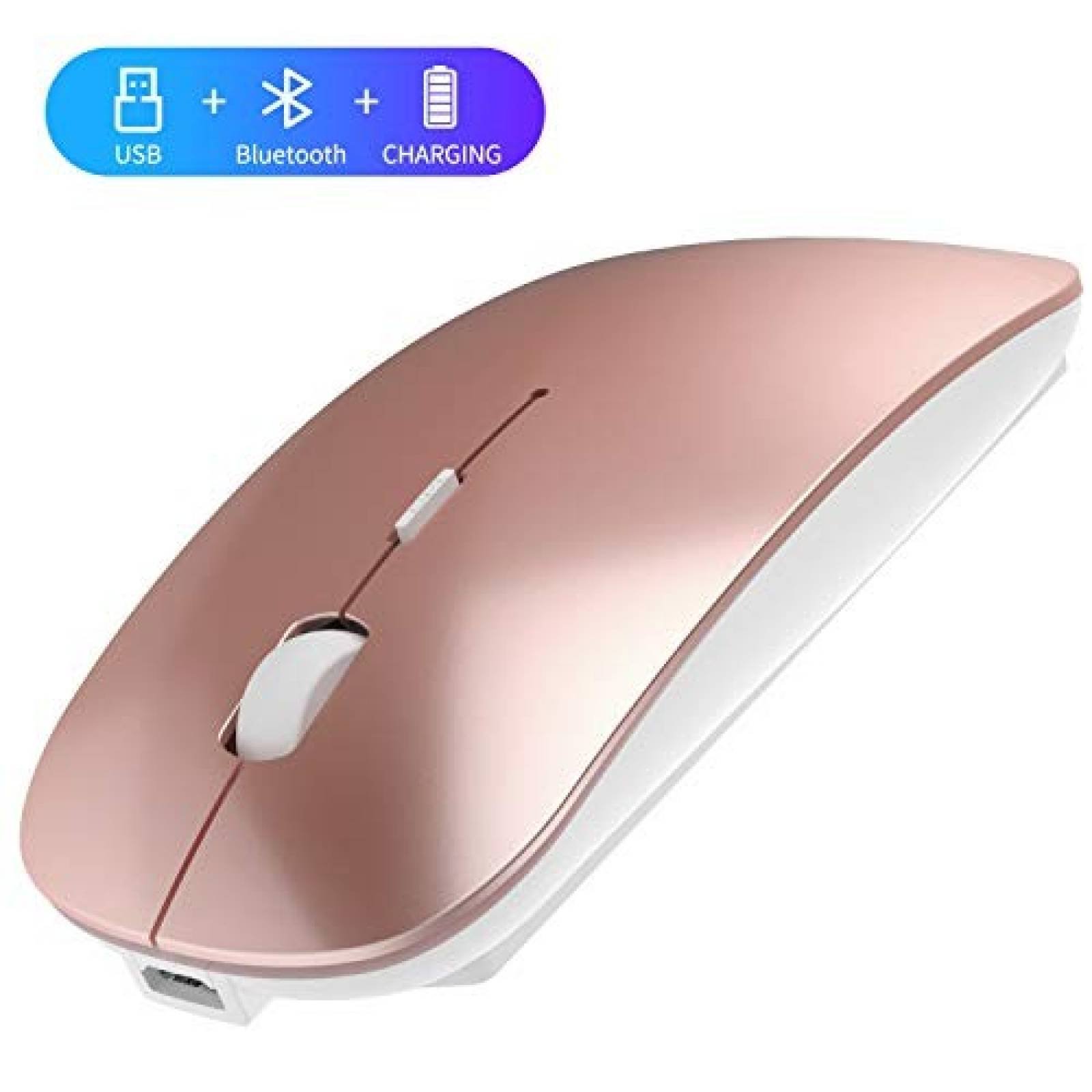 Mouse QIJIAYI Bluetooth 4.0 2.4G Recargable -Rose Gold