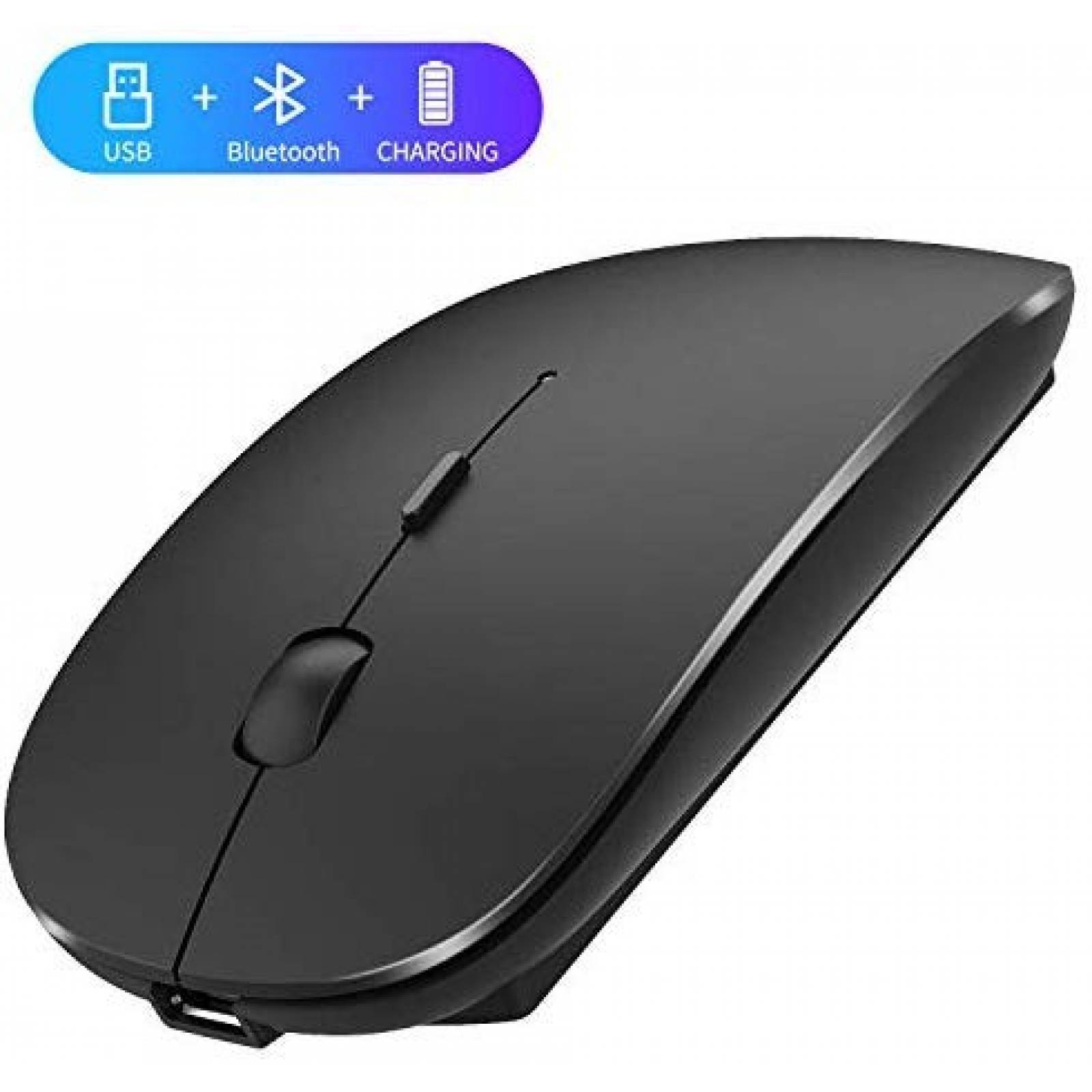 Mouse QIJIAYI Bluetooth 4.0 2.4G Recargable -Negro
