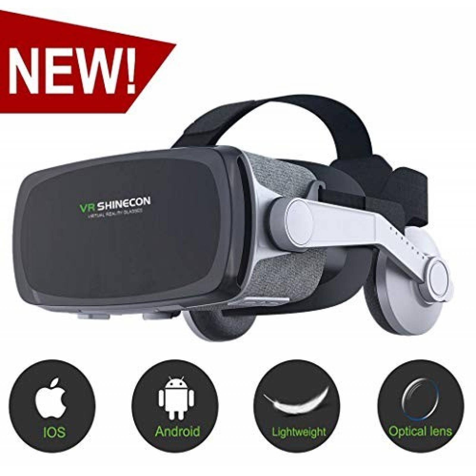Gafas de Realidad Virtual VR SHINECON 4.7-6.2" -negro