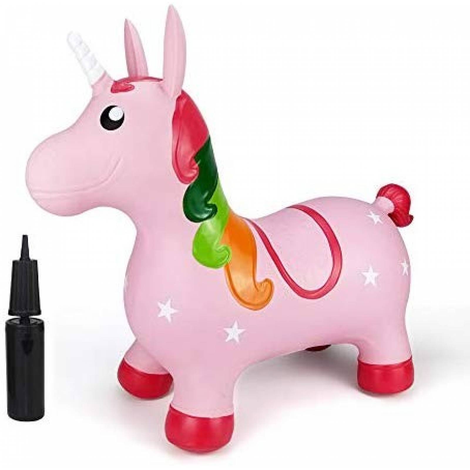 Juguete inflable de goma Inpany unicornio +bomba -rosa