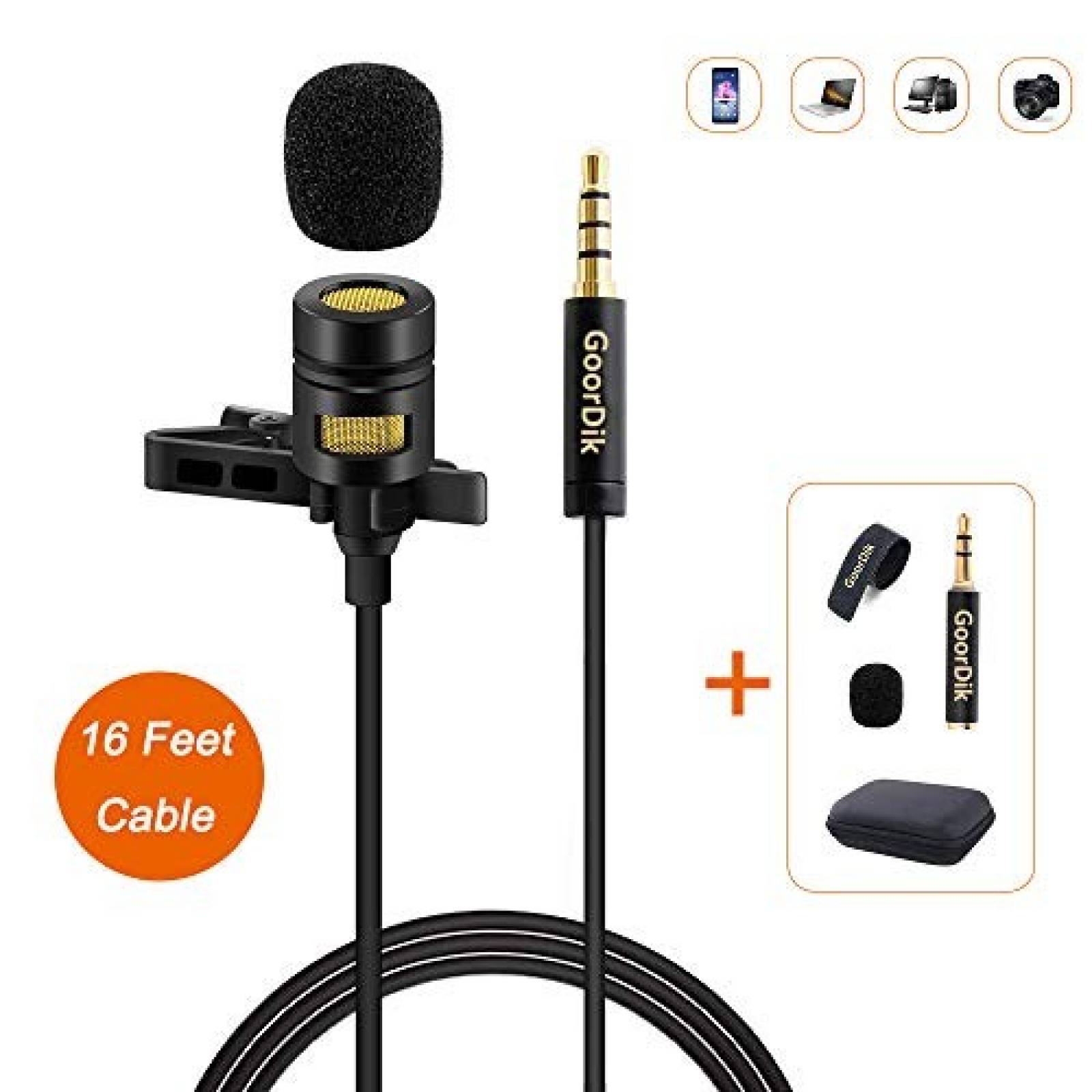 Micrófono omnidireciconal condensador GoorDik con cable 16ft