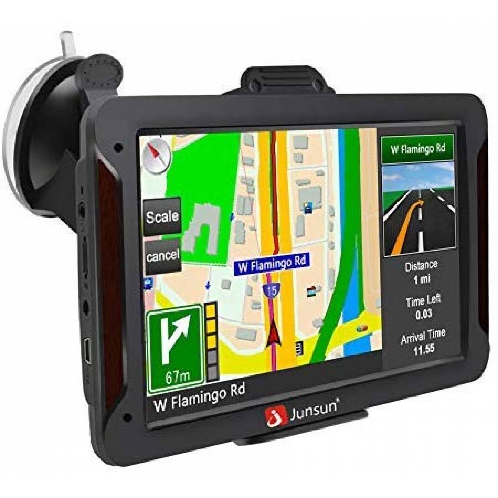 Navegador GPS junsun p/ Auto 7'' Touch -Walnut+Black