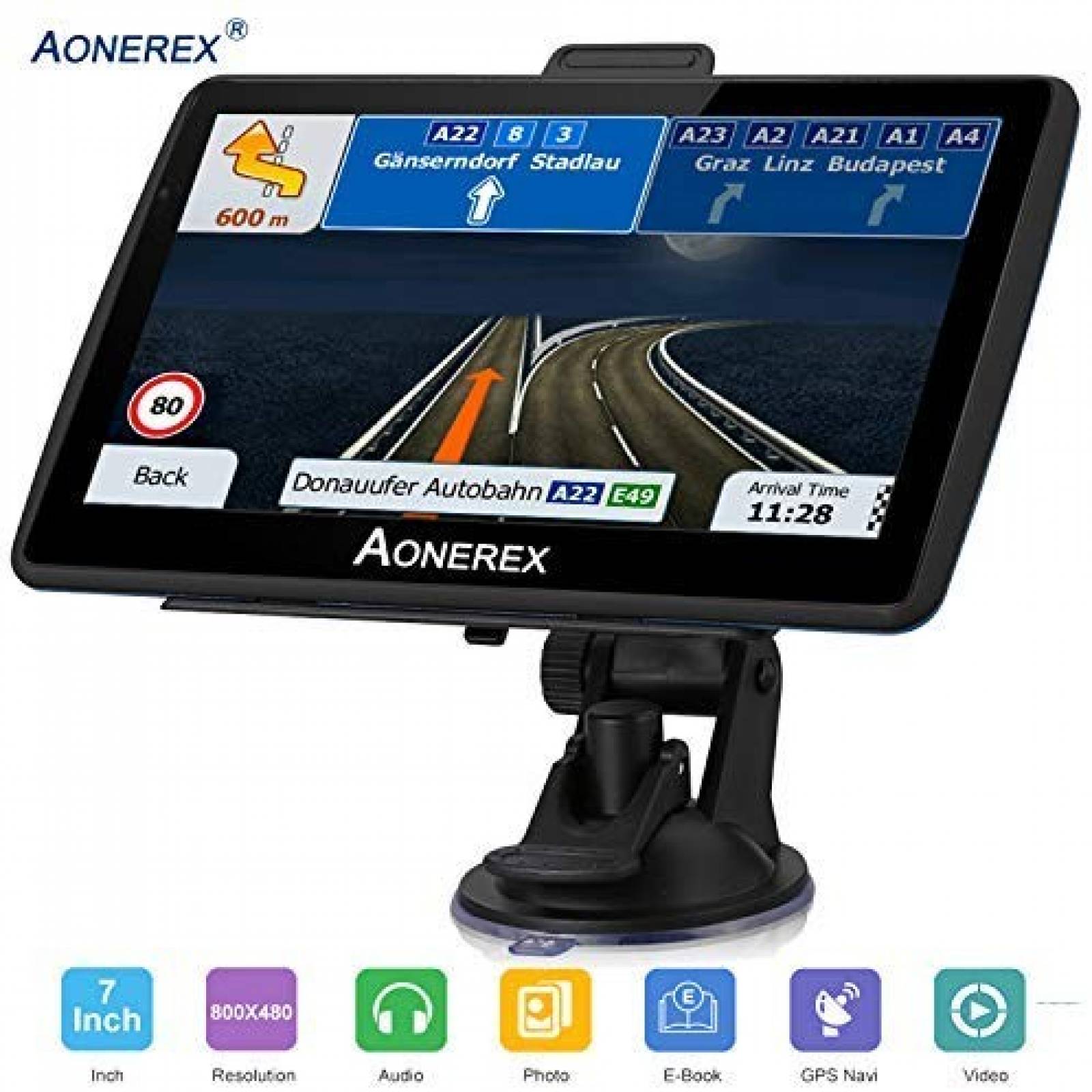 Navegador GPS Aonerex para auto 7" pantalla touch -Negro