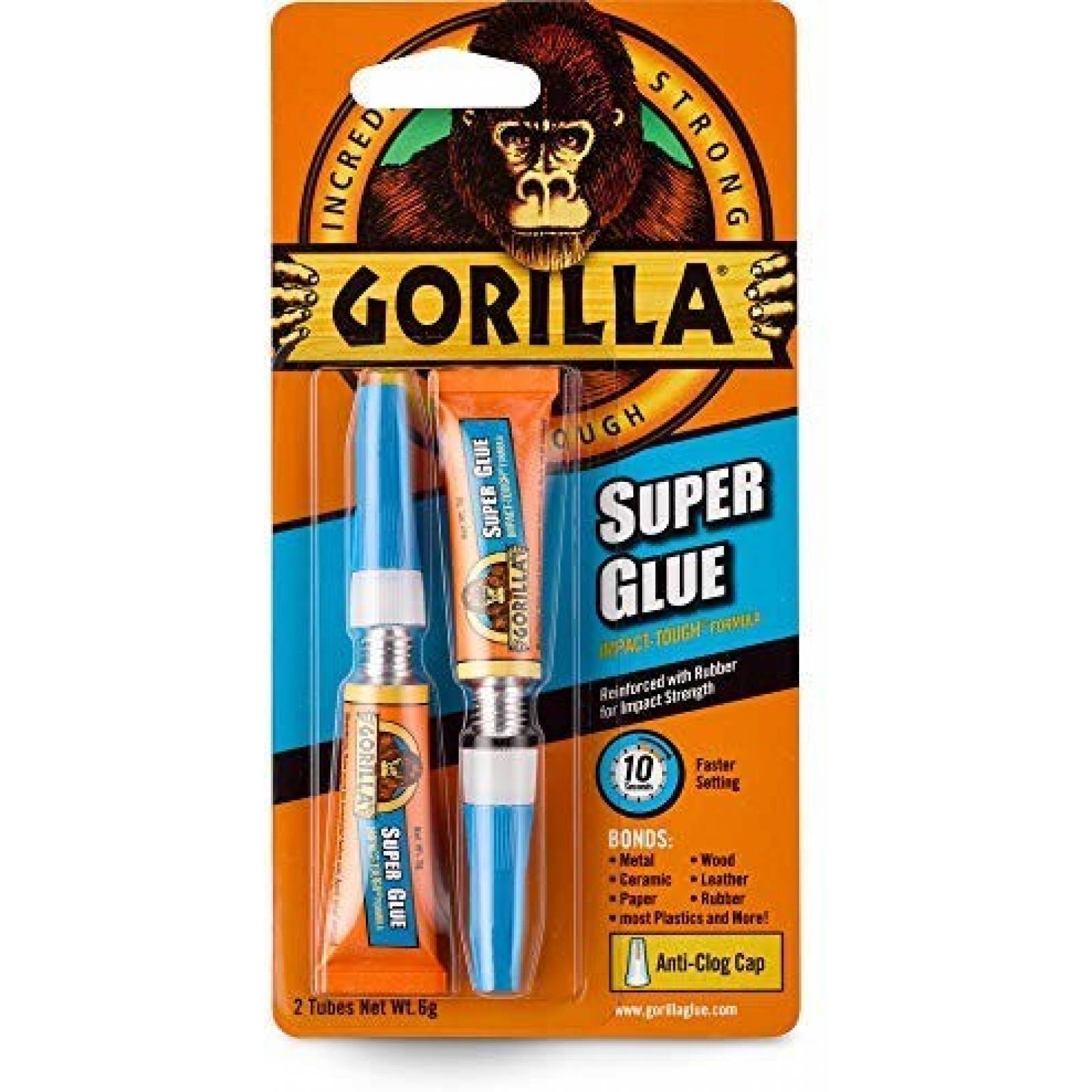 Pegamento Gorilla Super Glue 2 Unidades de 3 Gramos -Transp